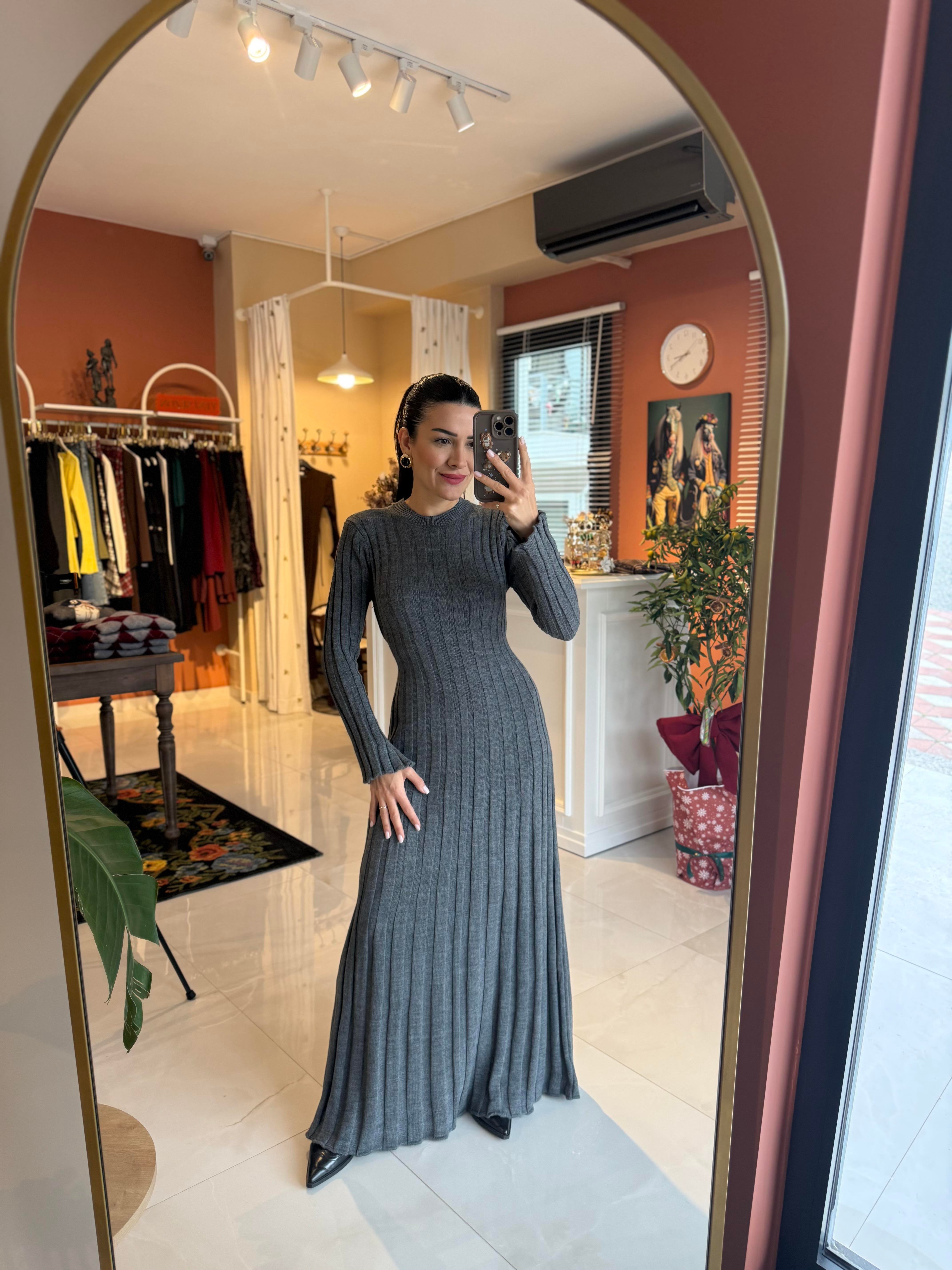 Nova Gri Triko Elbise