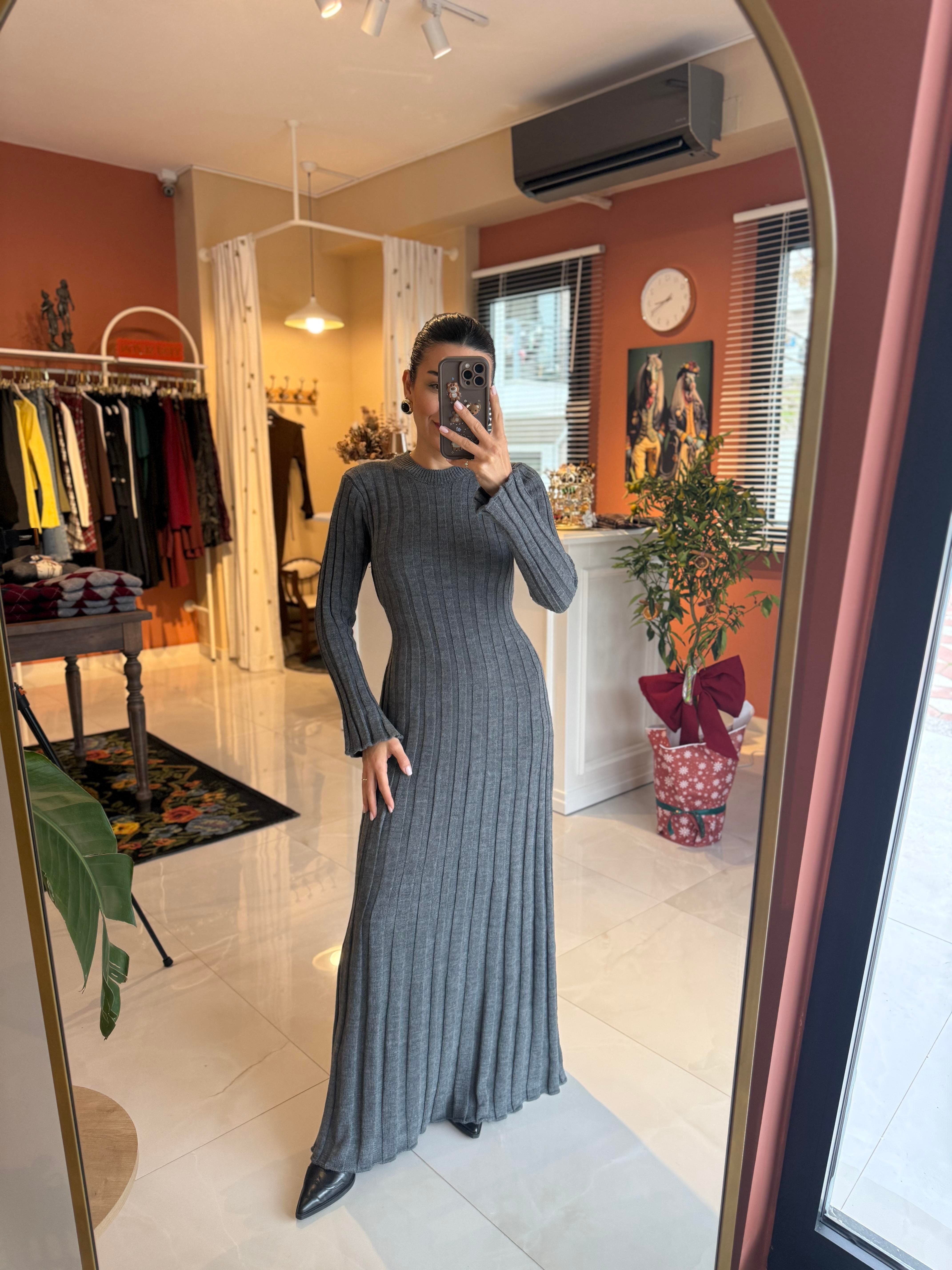 Nova Gri Triko Elbise