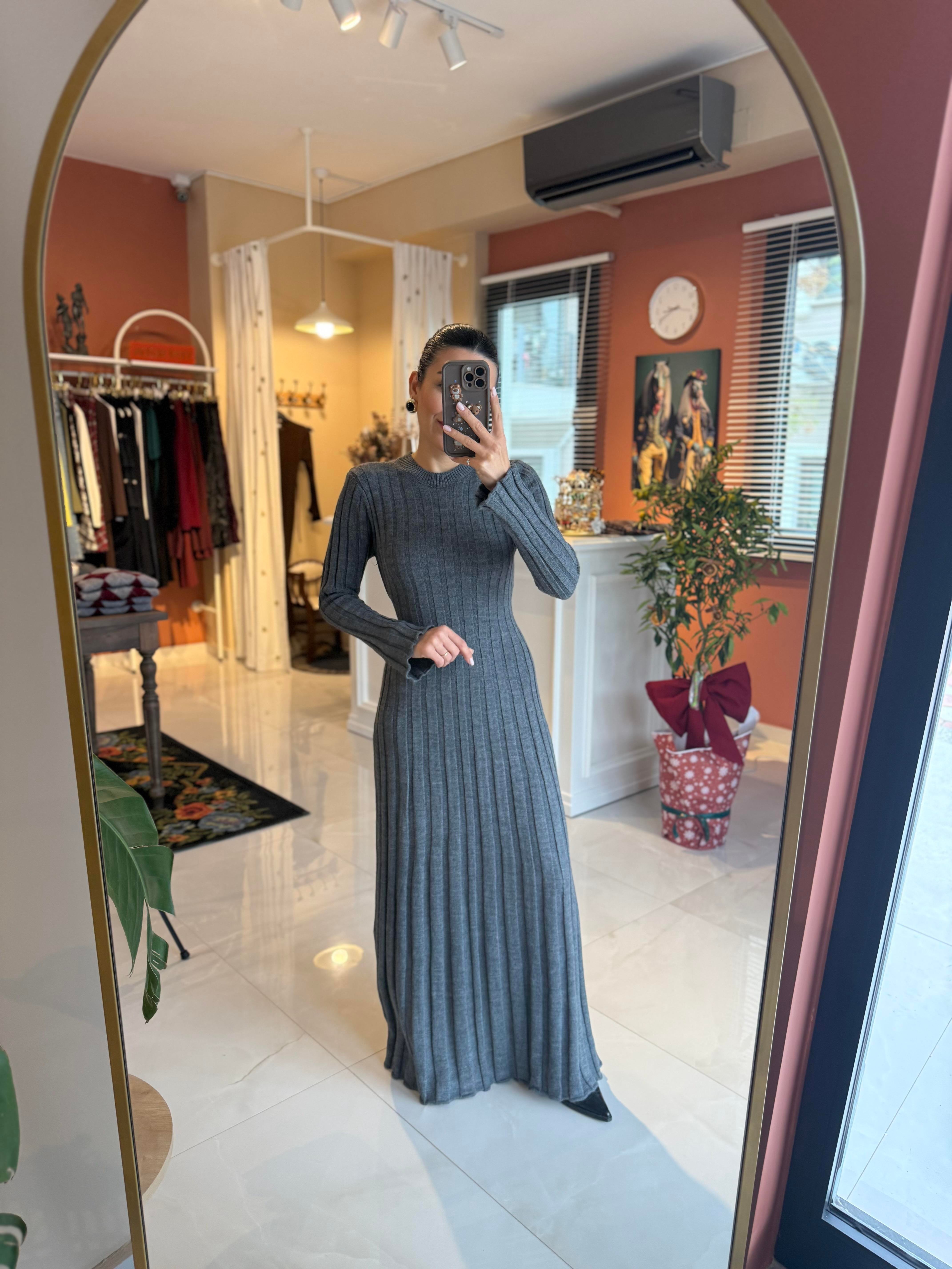 Nova Gri Triko Elbise