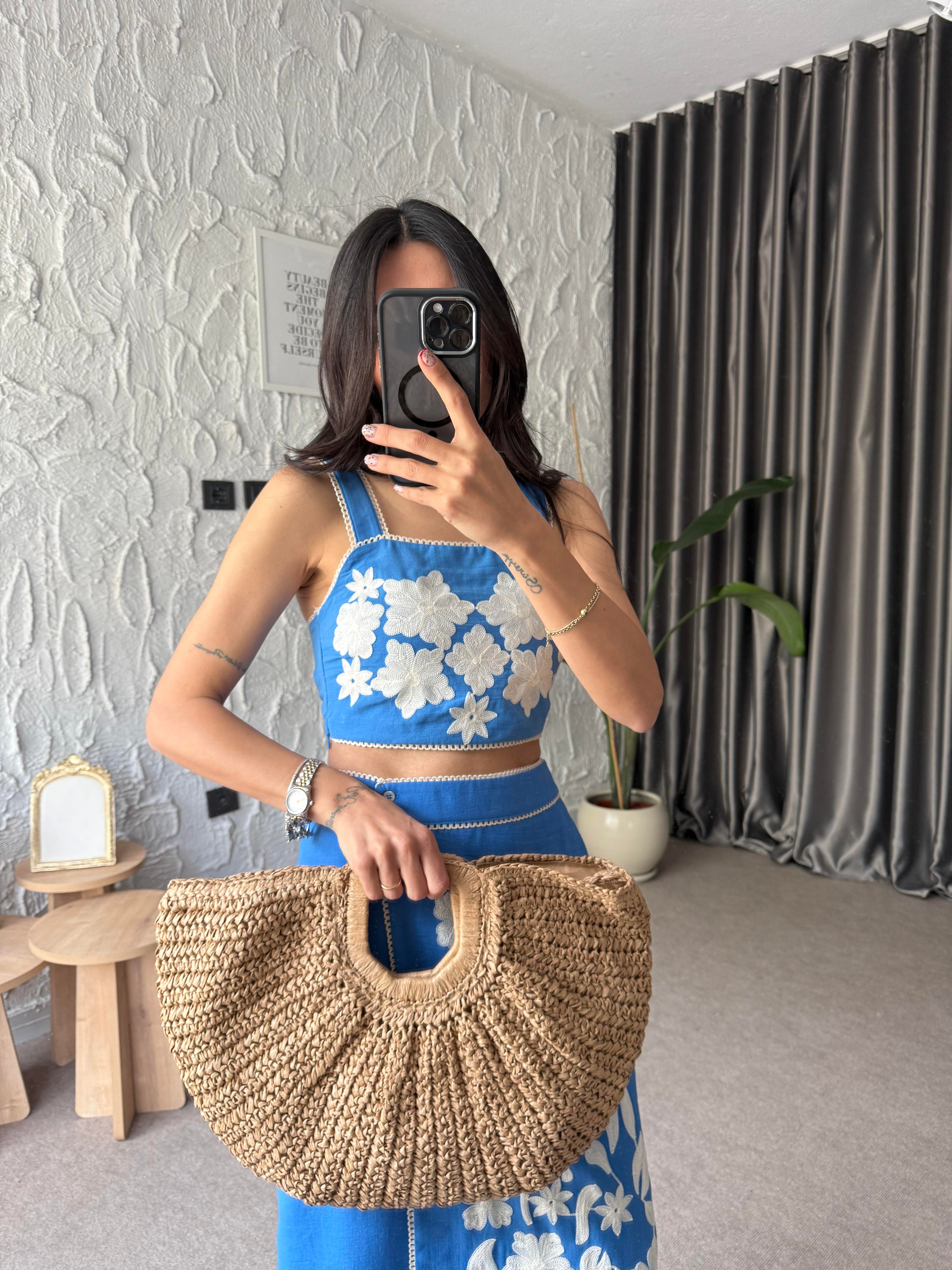 Oval Model Hasır Çanta 