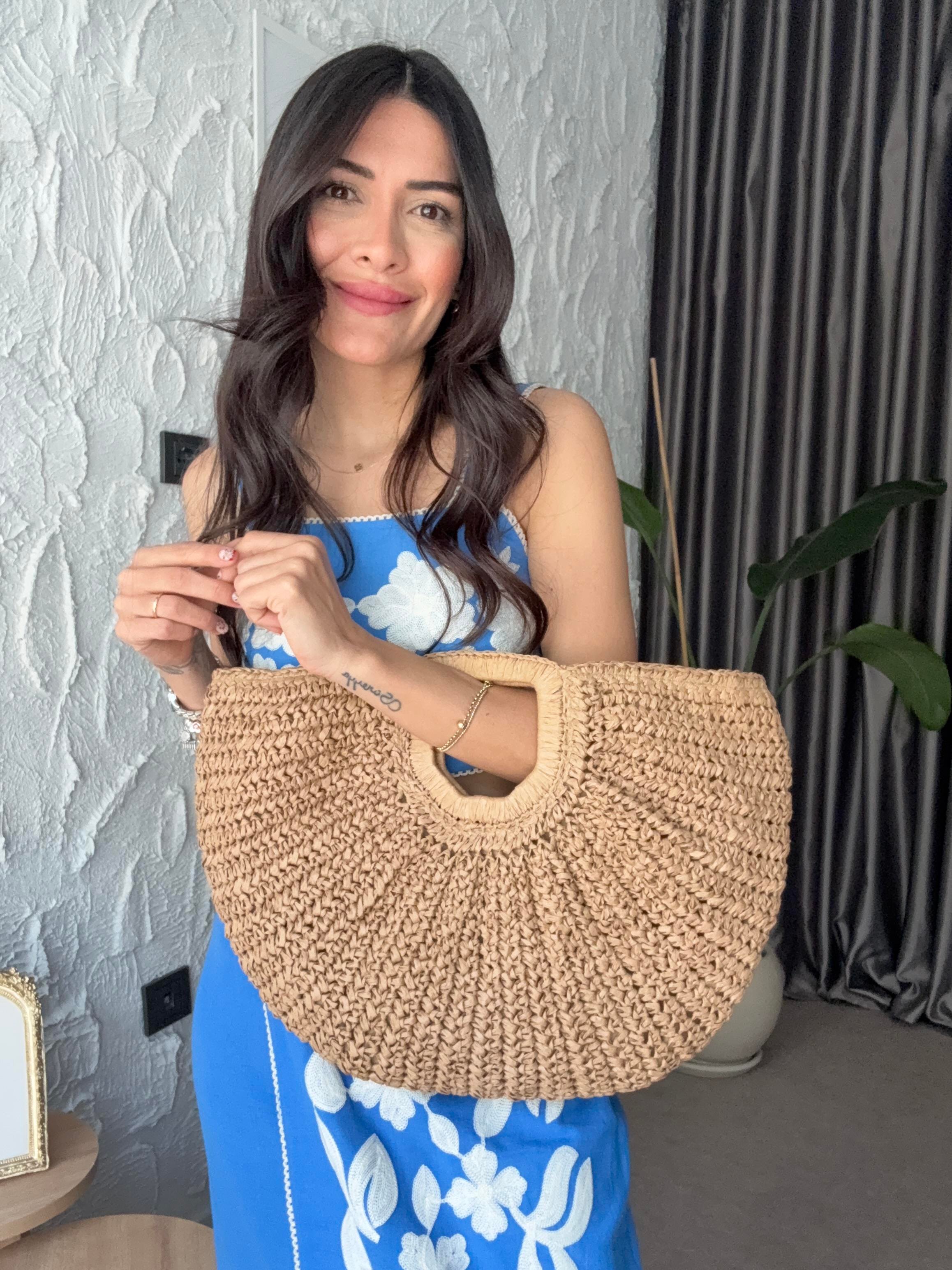 Oval Model Hasır Çanta 