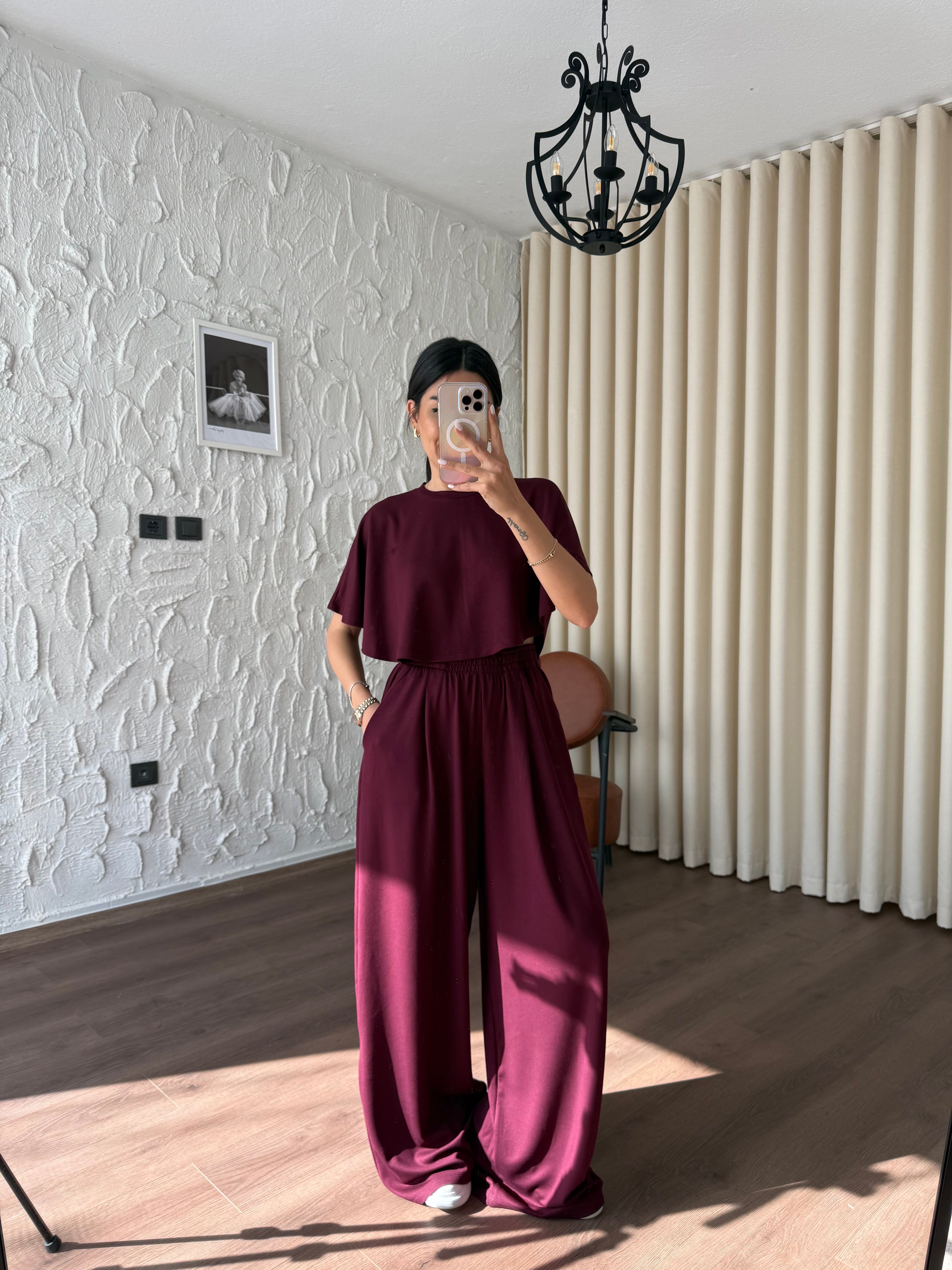 Pelerin Model Bordo Modal Takım