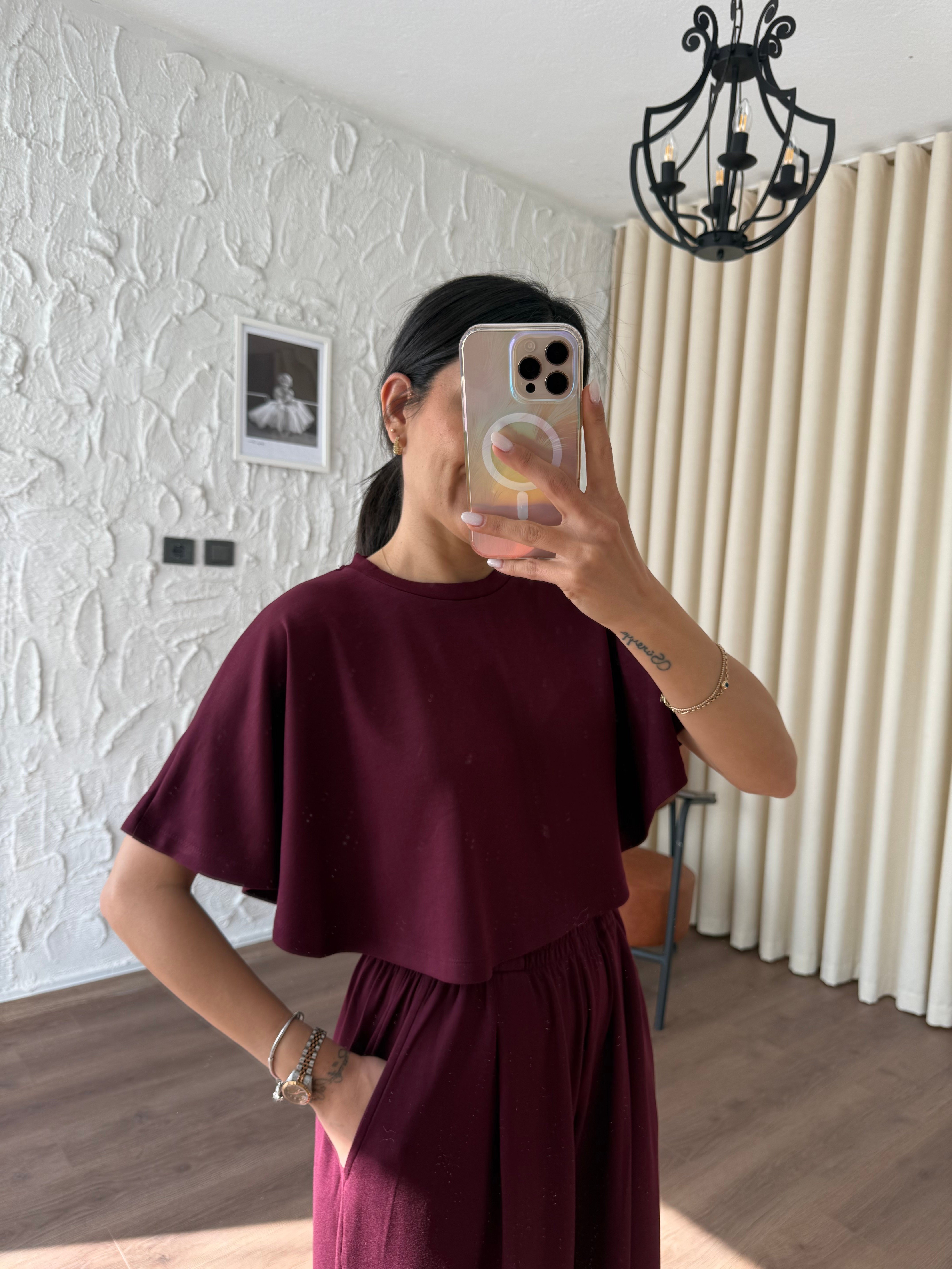 Pelerin Model Bordo Modal Takım