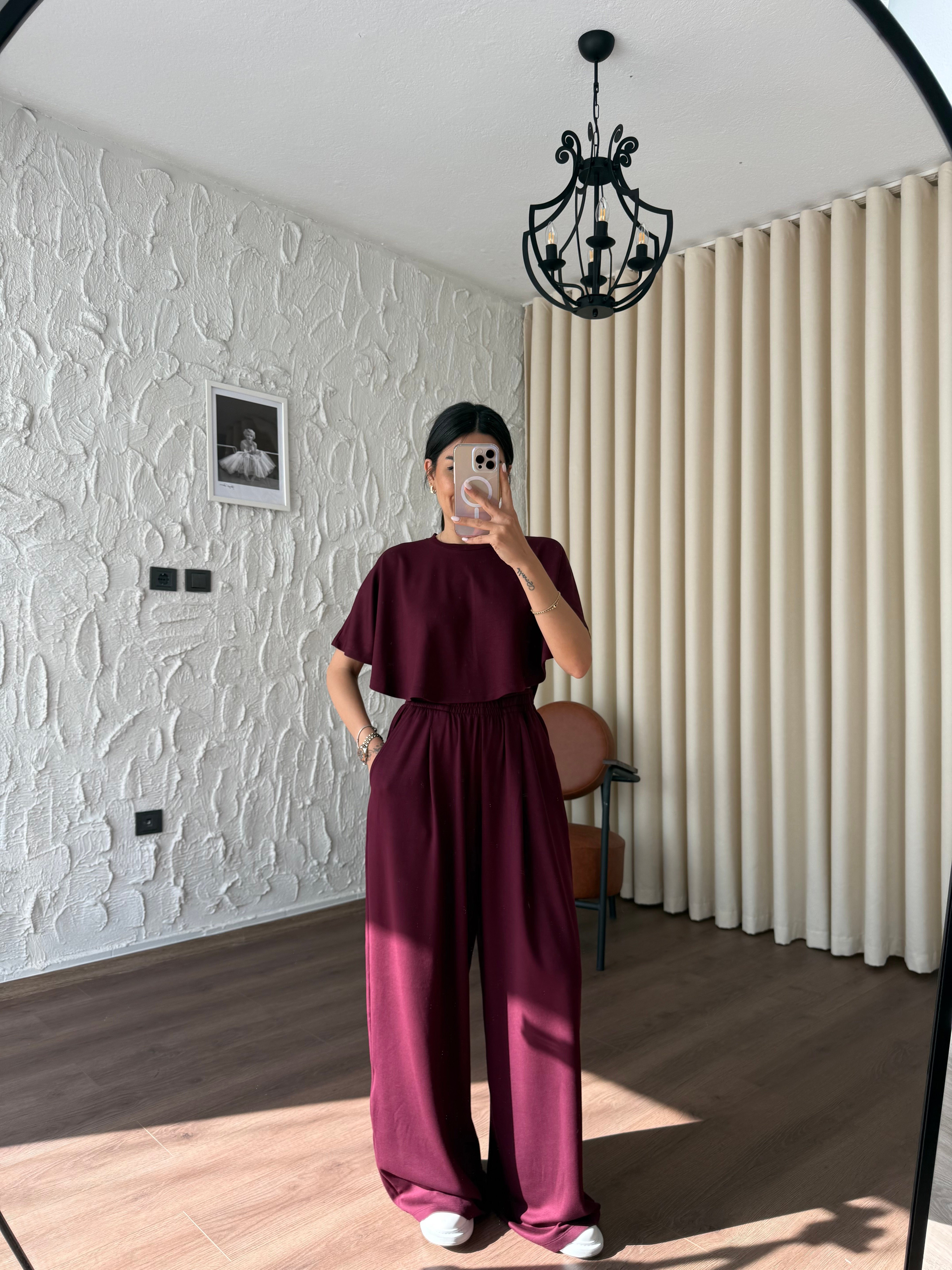 Pelerin Model Bordo Modal Takım