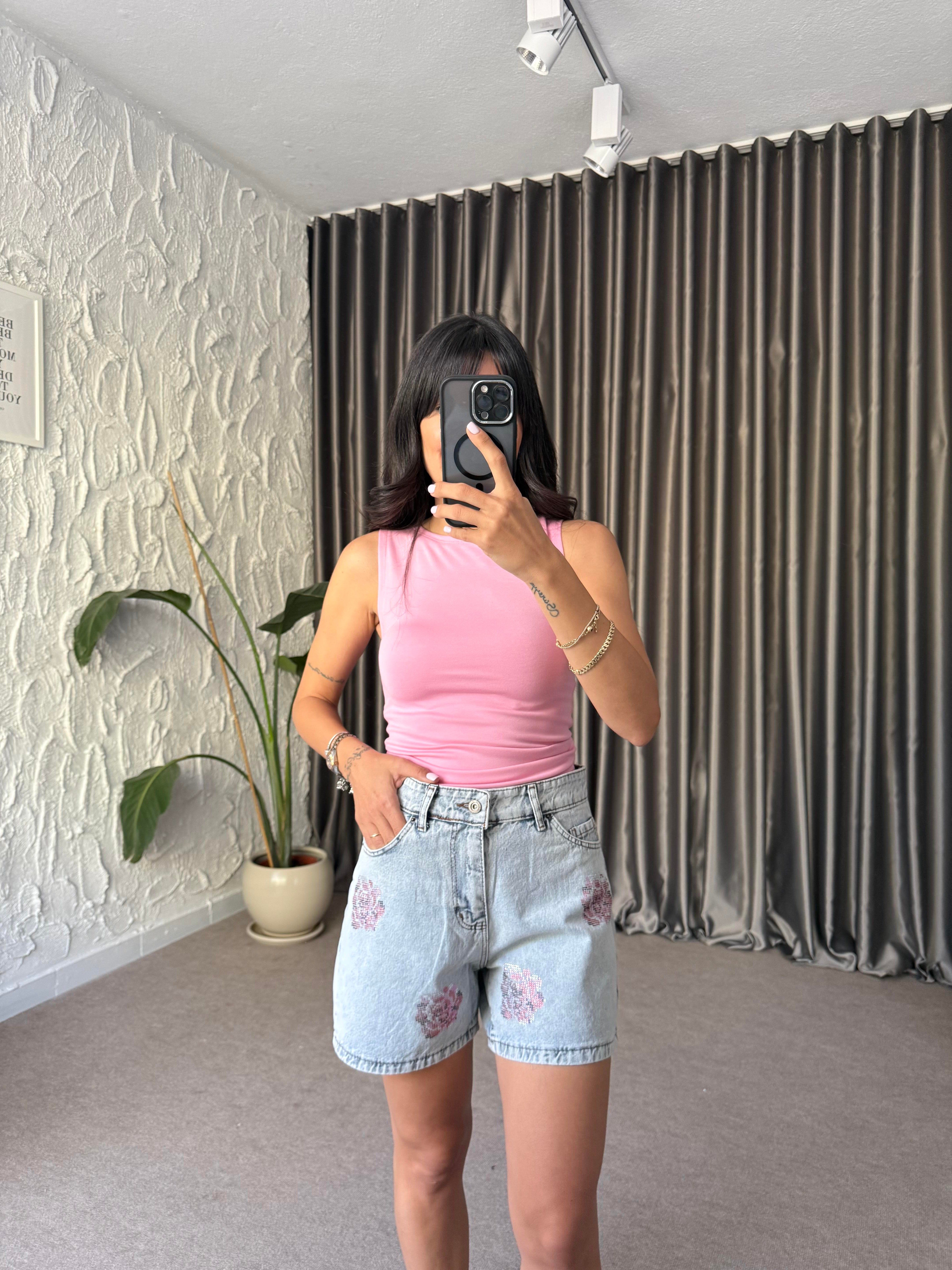 Pembe Kolsuz Basic Bluz