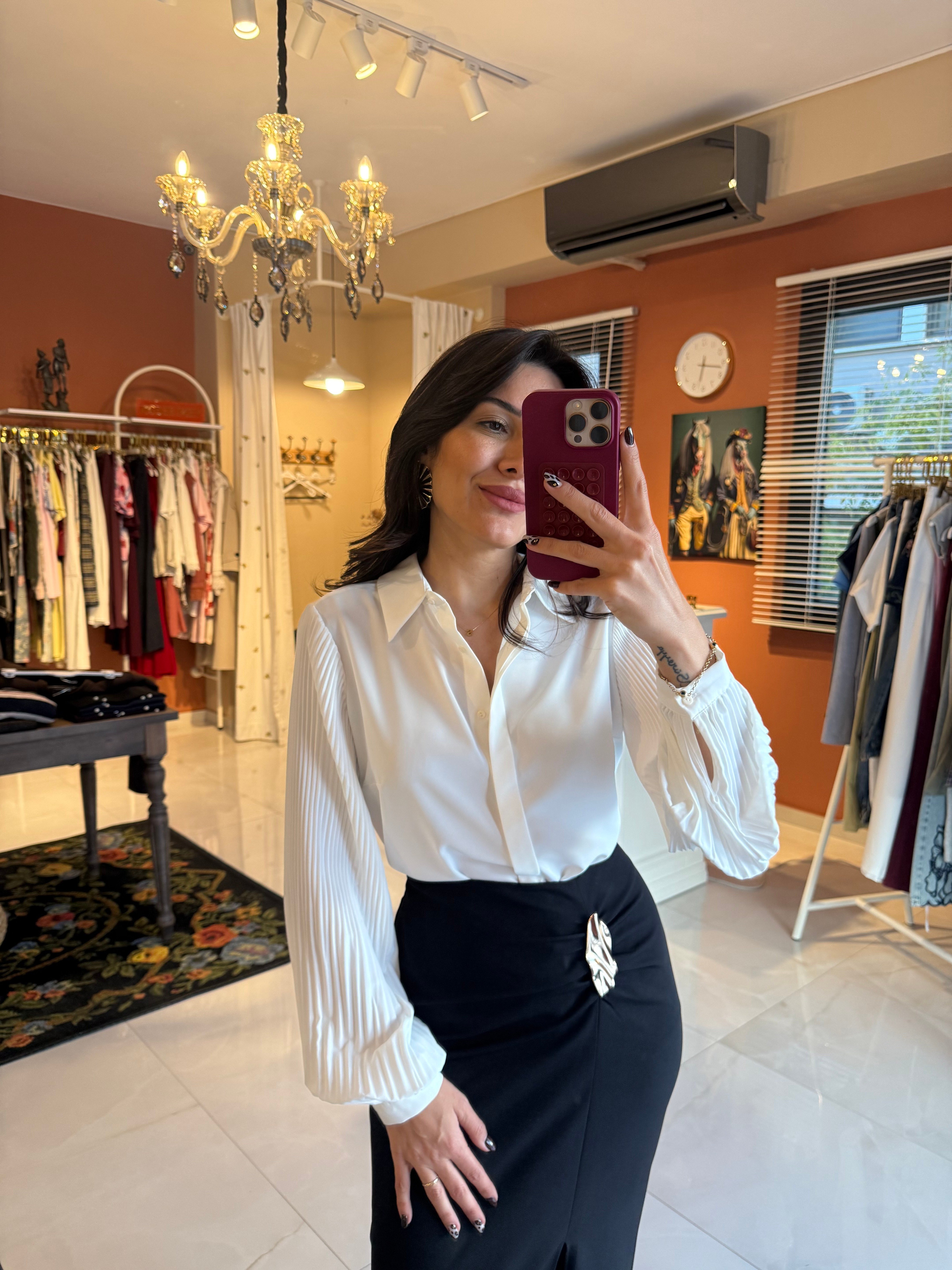 Pilise Kollu Ekru Gömlek