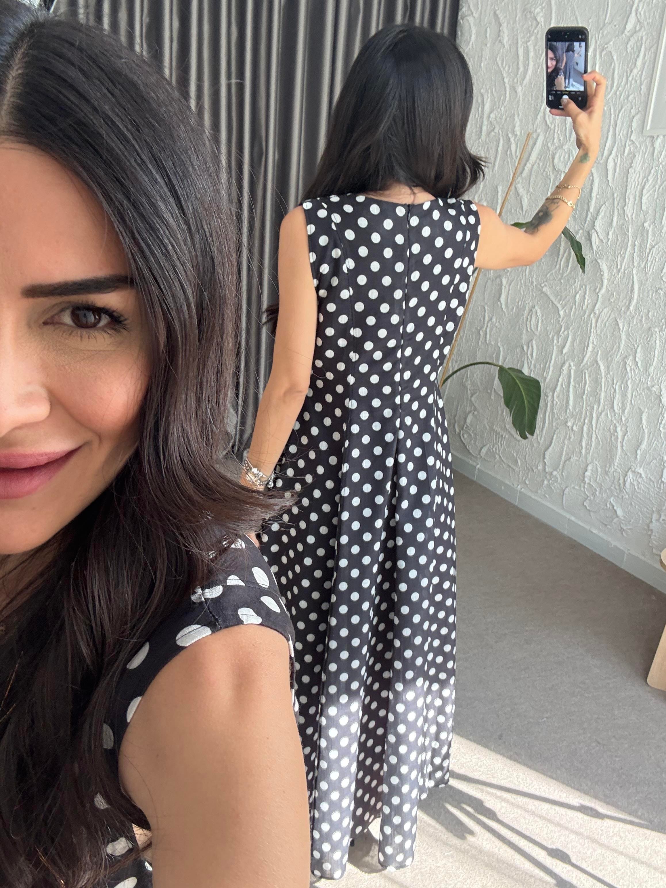 Puantiyeli Midi Elbise