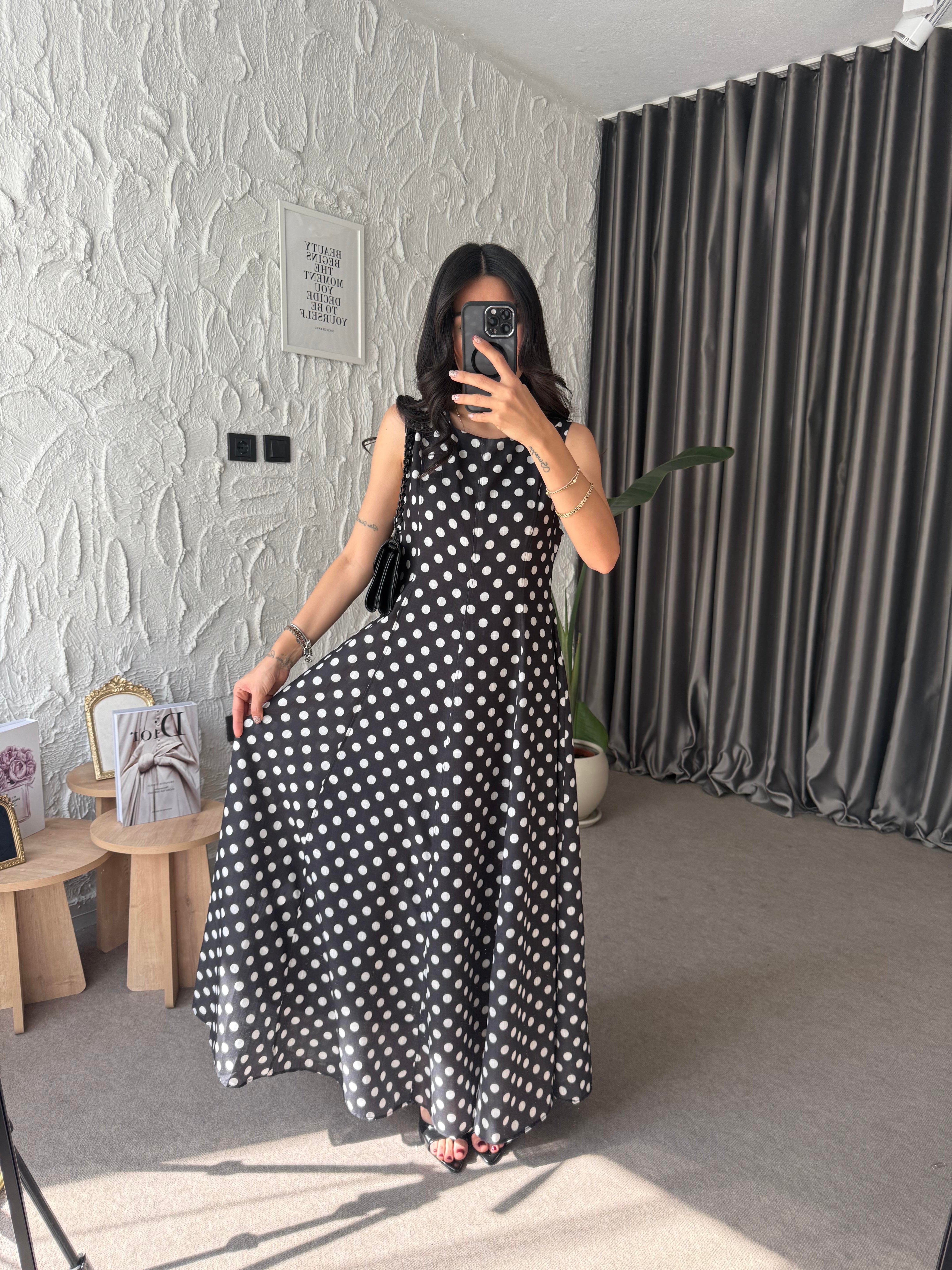 Puantiyeli Midi Elbise