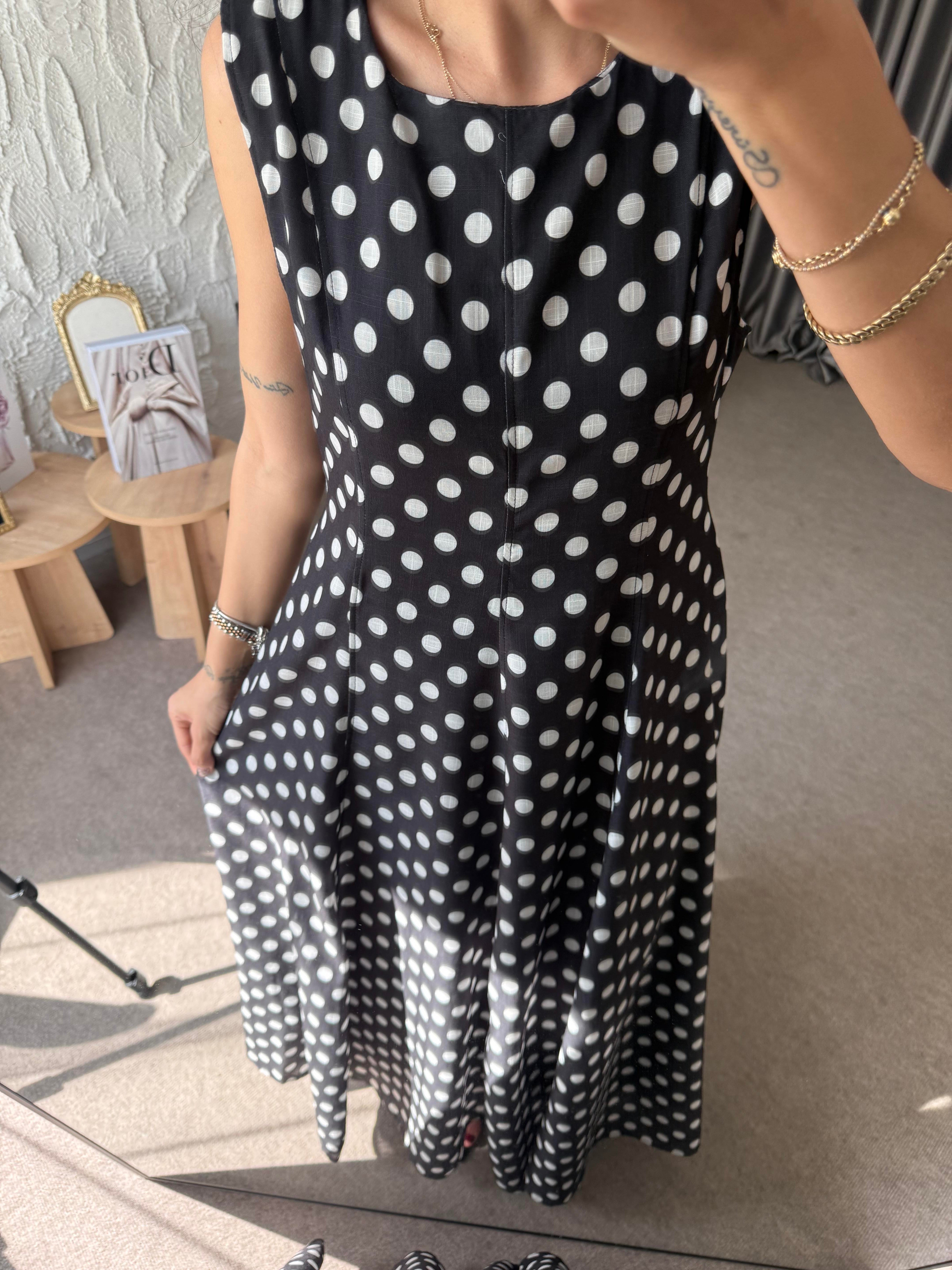 Puantiyeli Midi Elbise