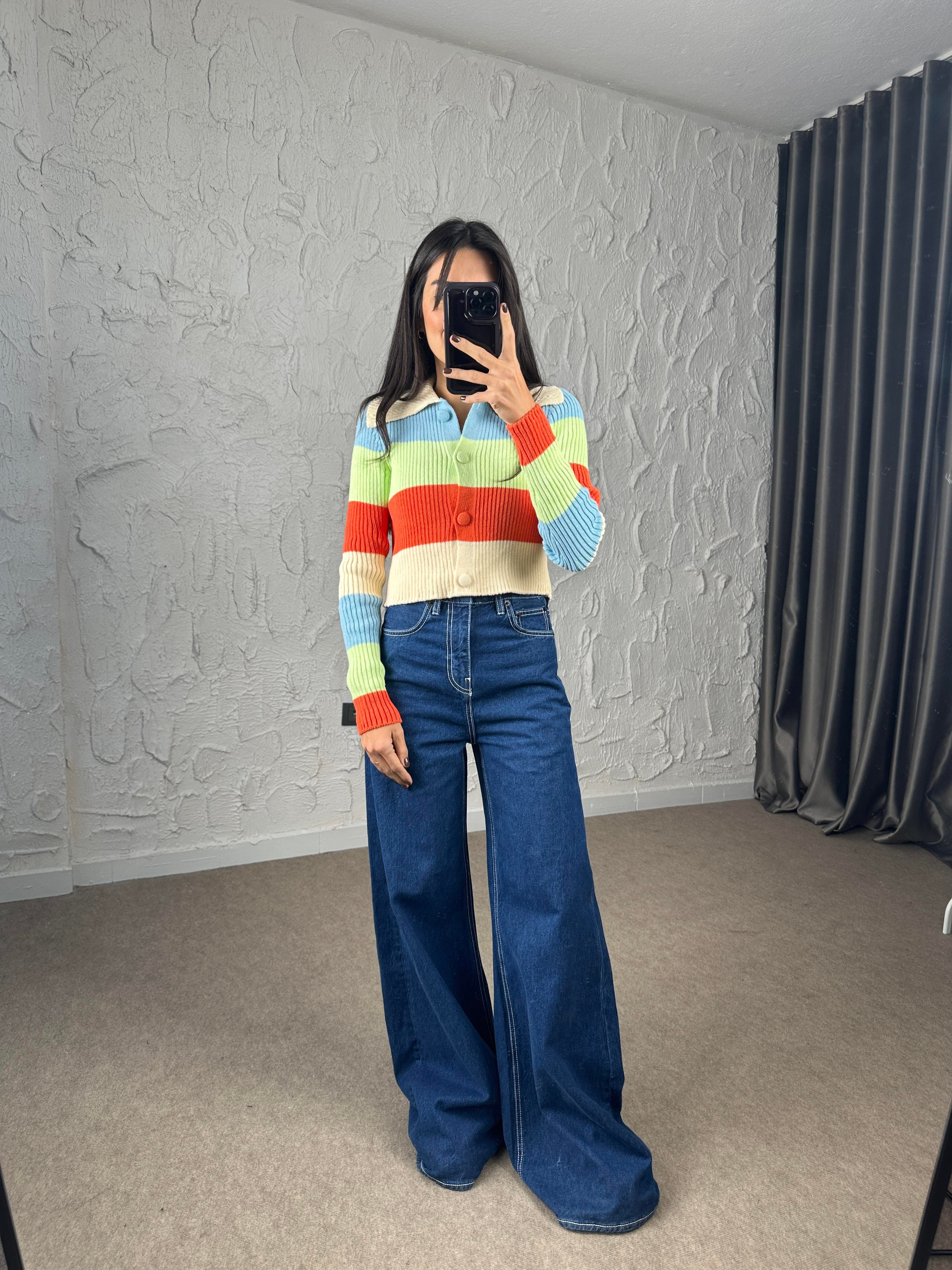 Rainbow Yaka Detay Triko