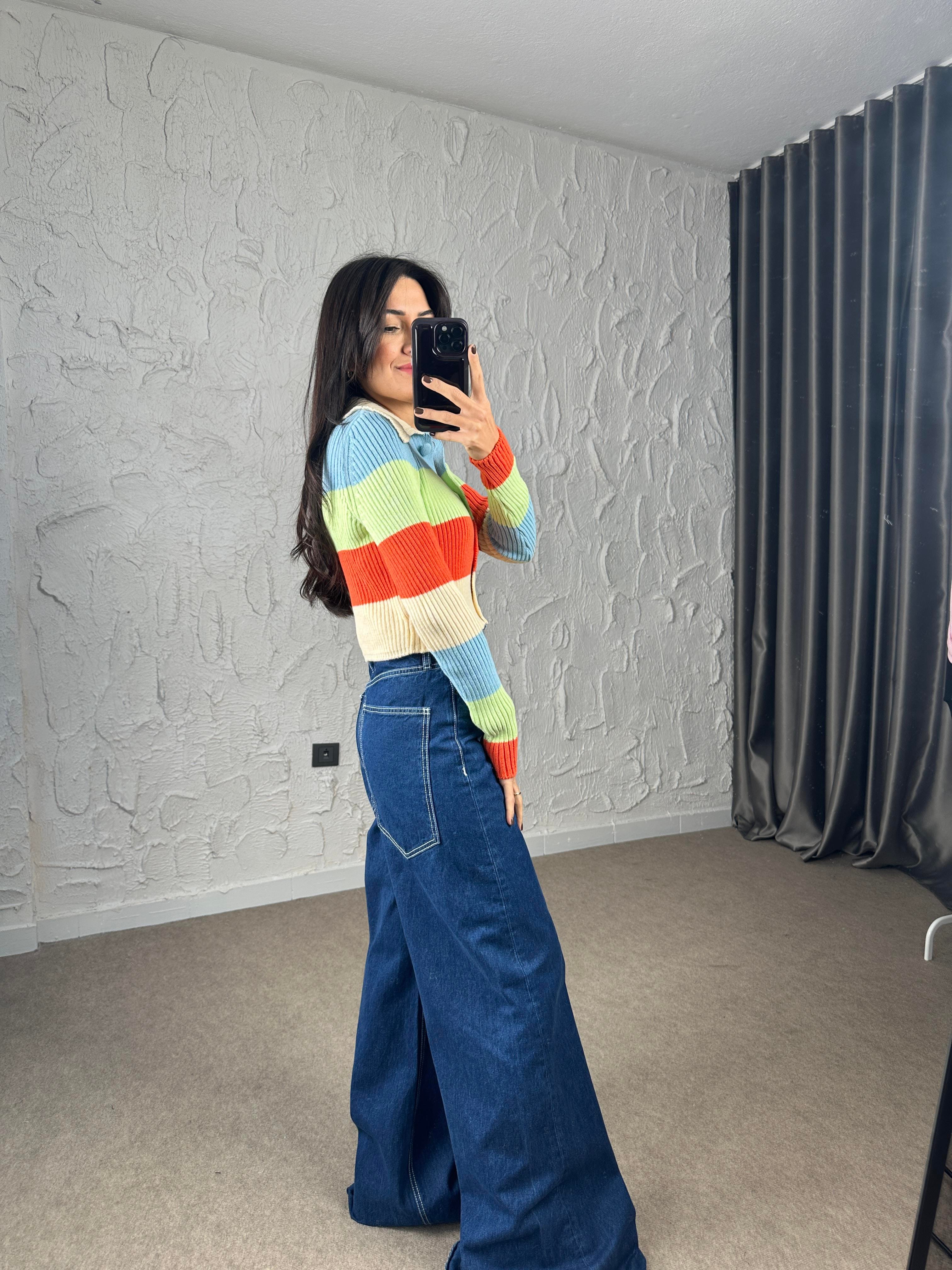 Rainbow Yaka Detay Triko