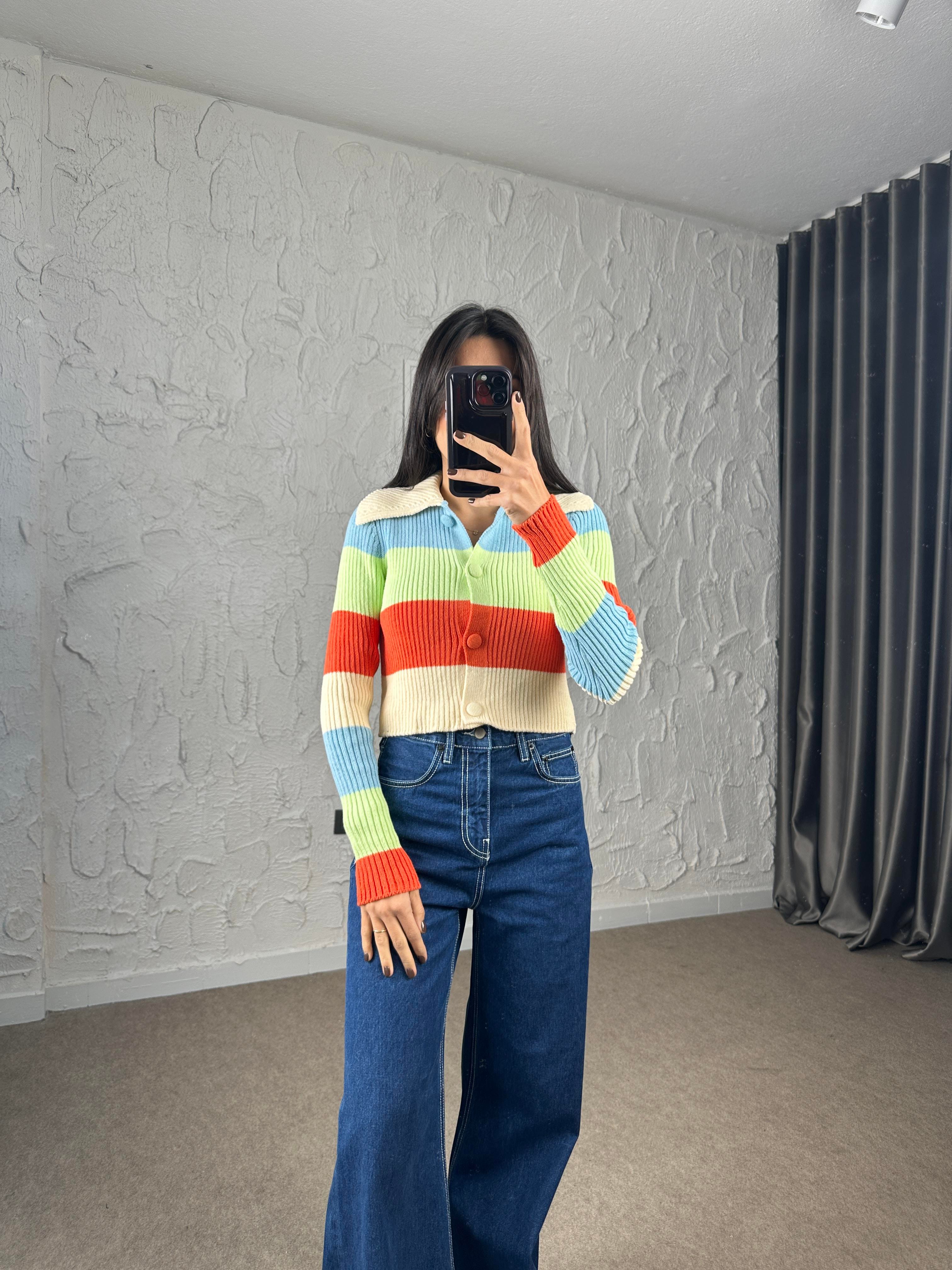 Rainbow Yaka Detay Triko