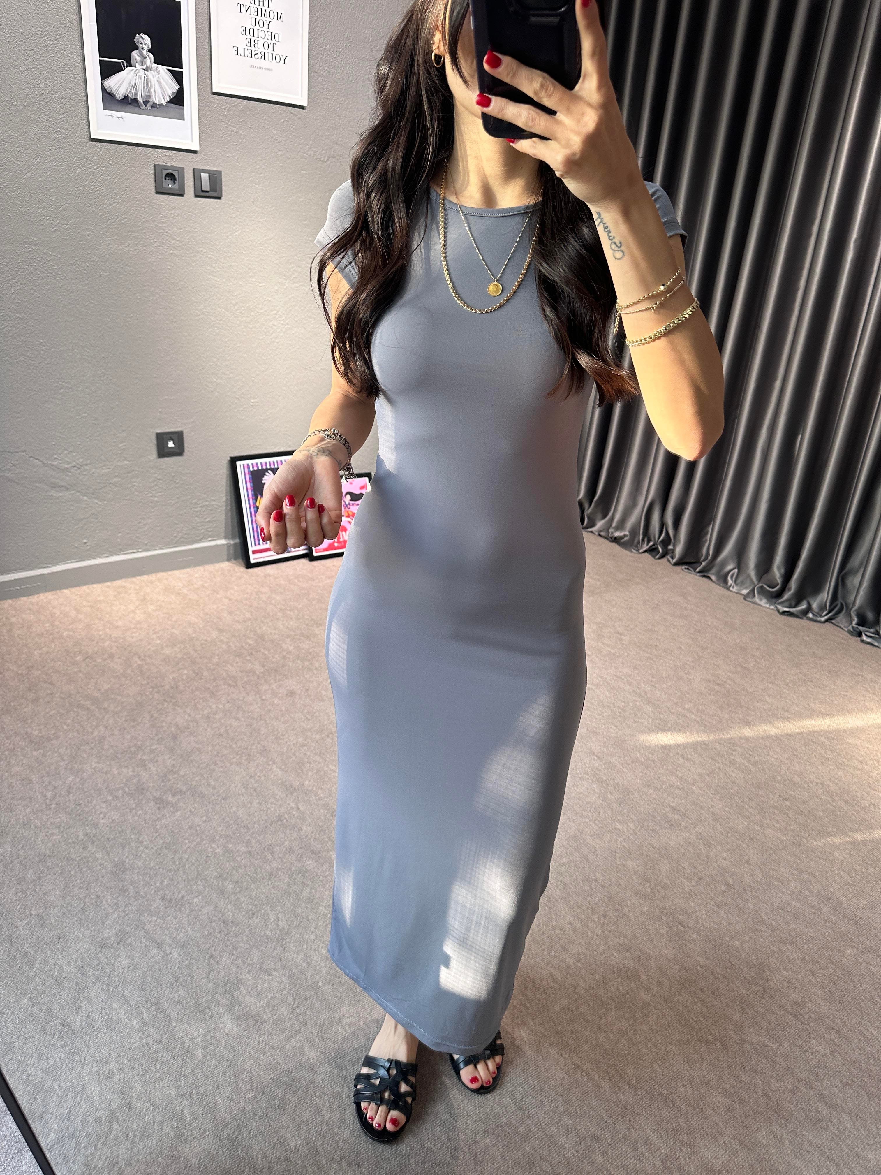 Sandy Gri Midi Elbise