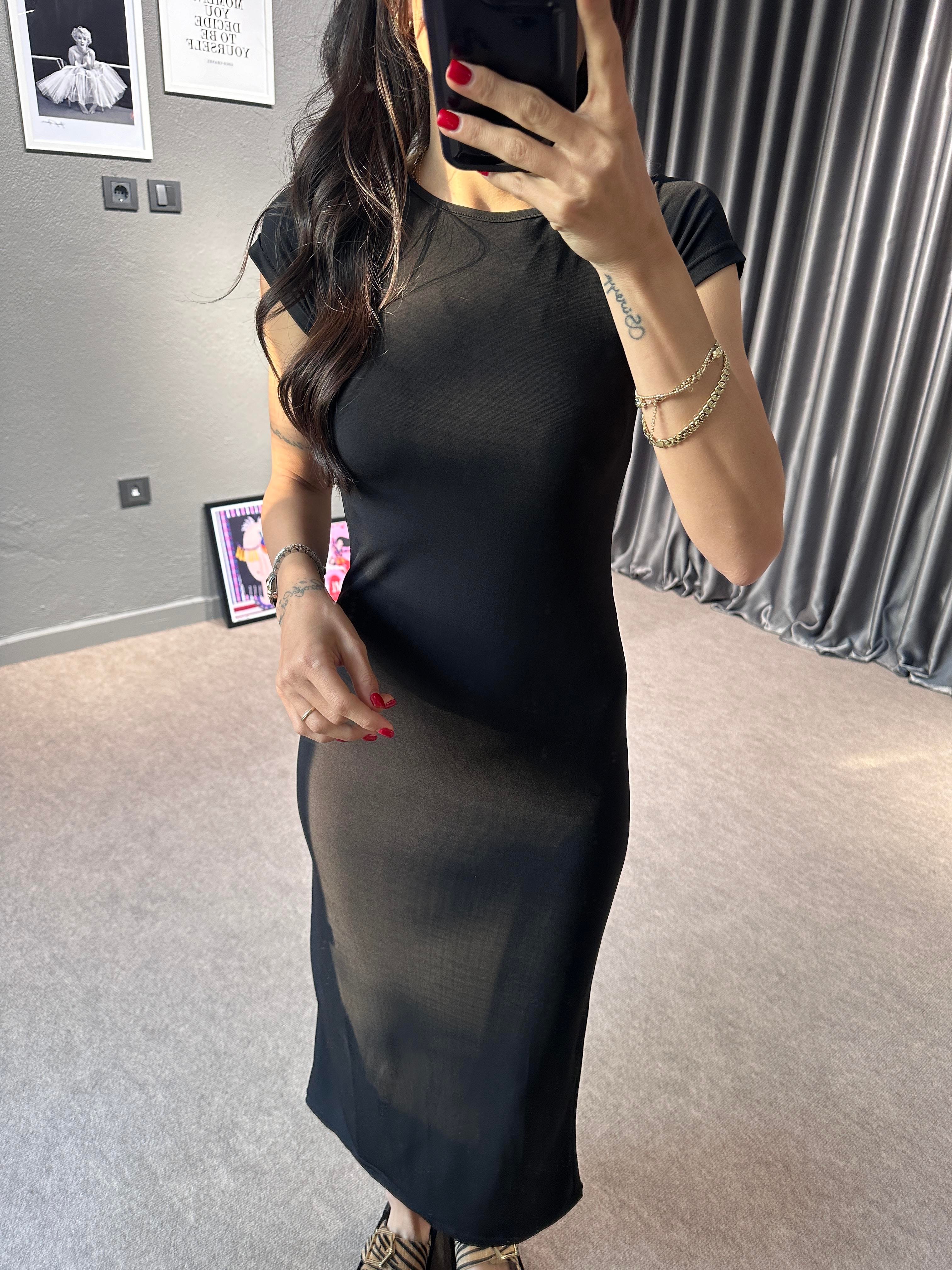 Sandy Siyah Midi Elbise 