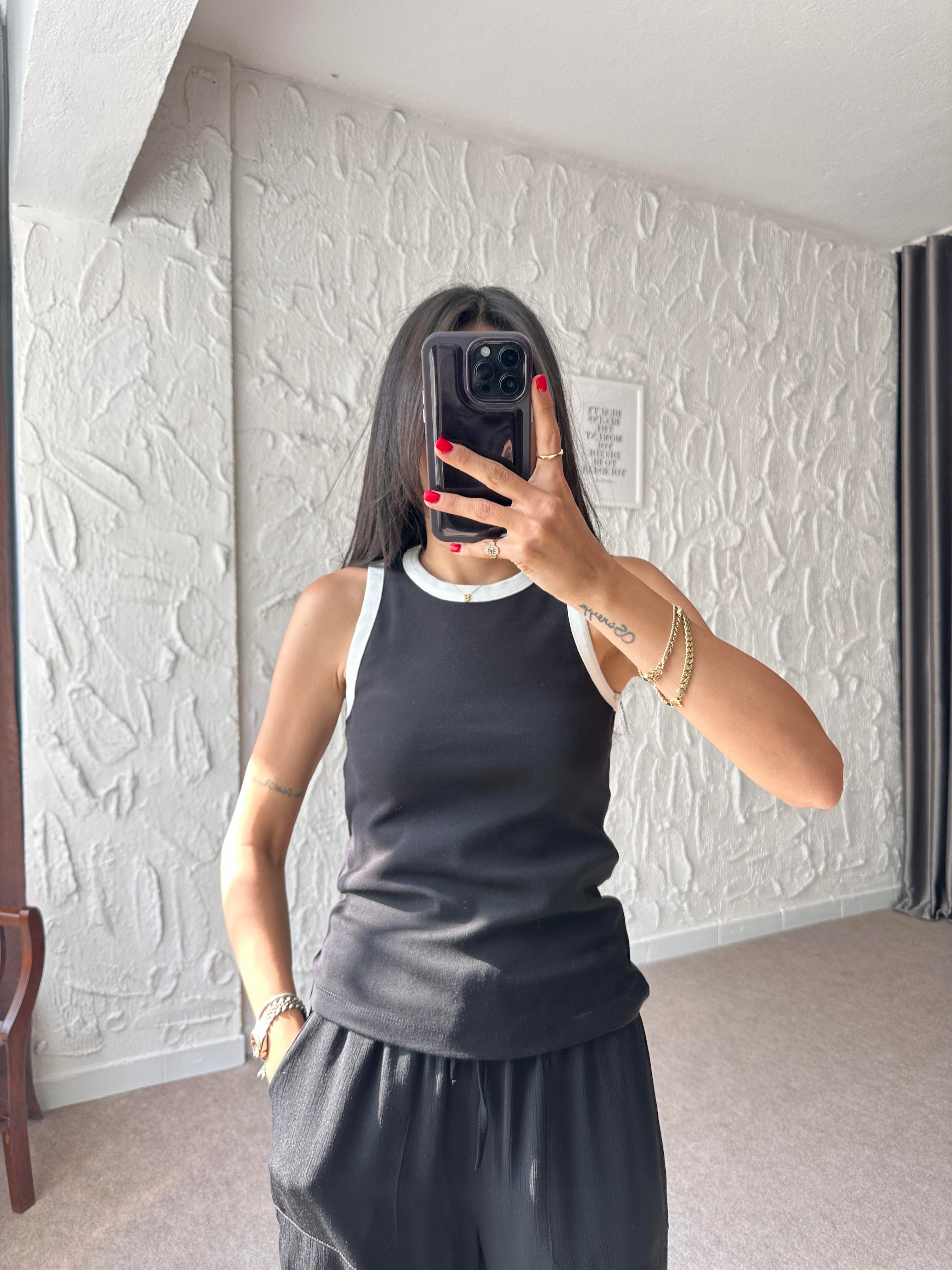 Siyah Biyeli Kolsuz Body