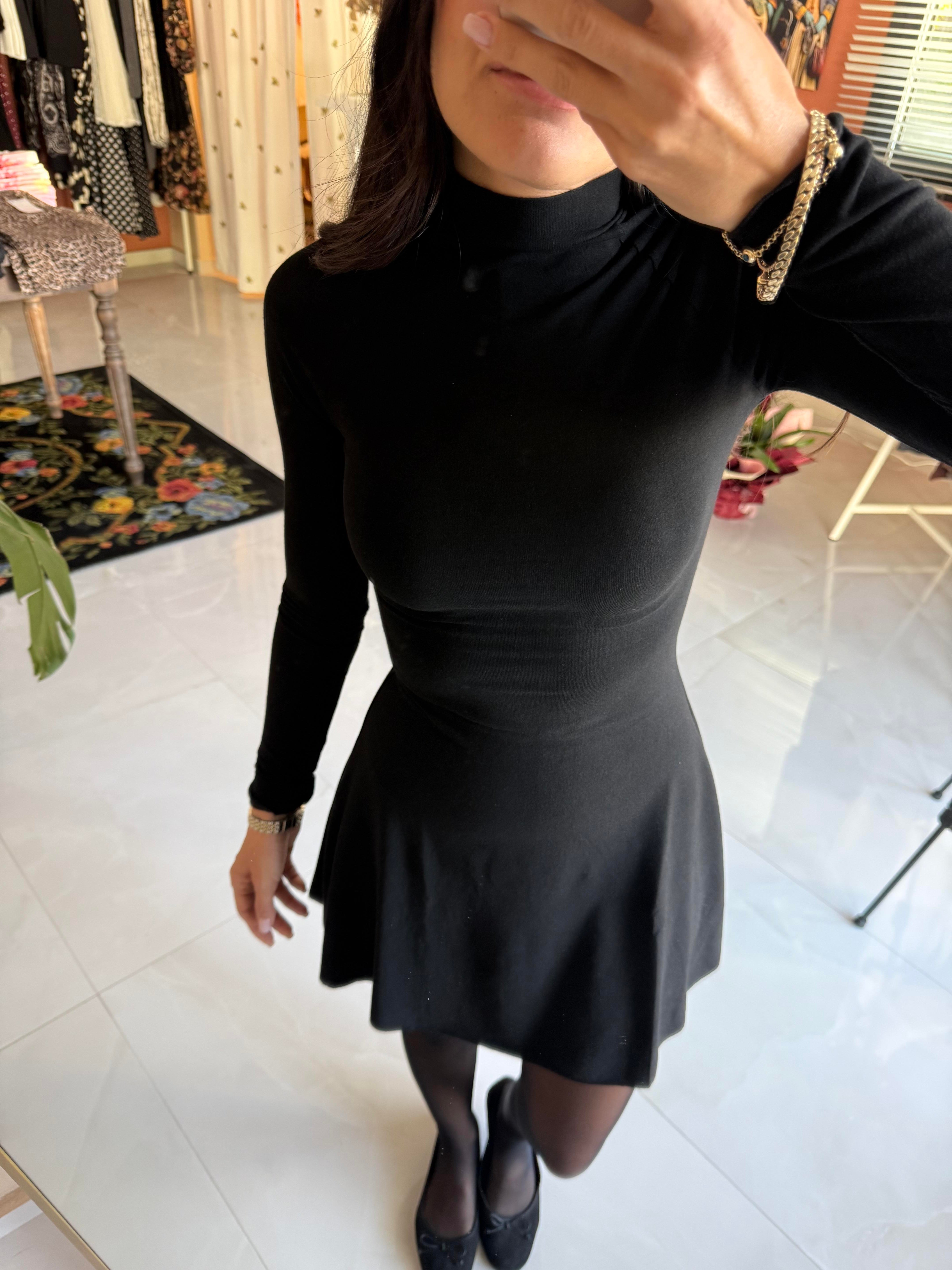 Siyah Çan Mini Elbise 