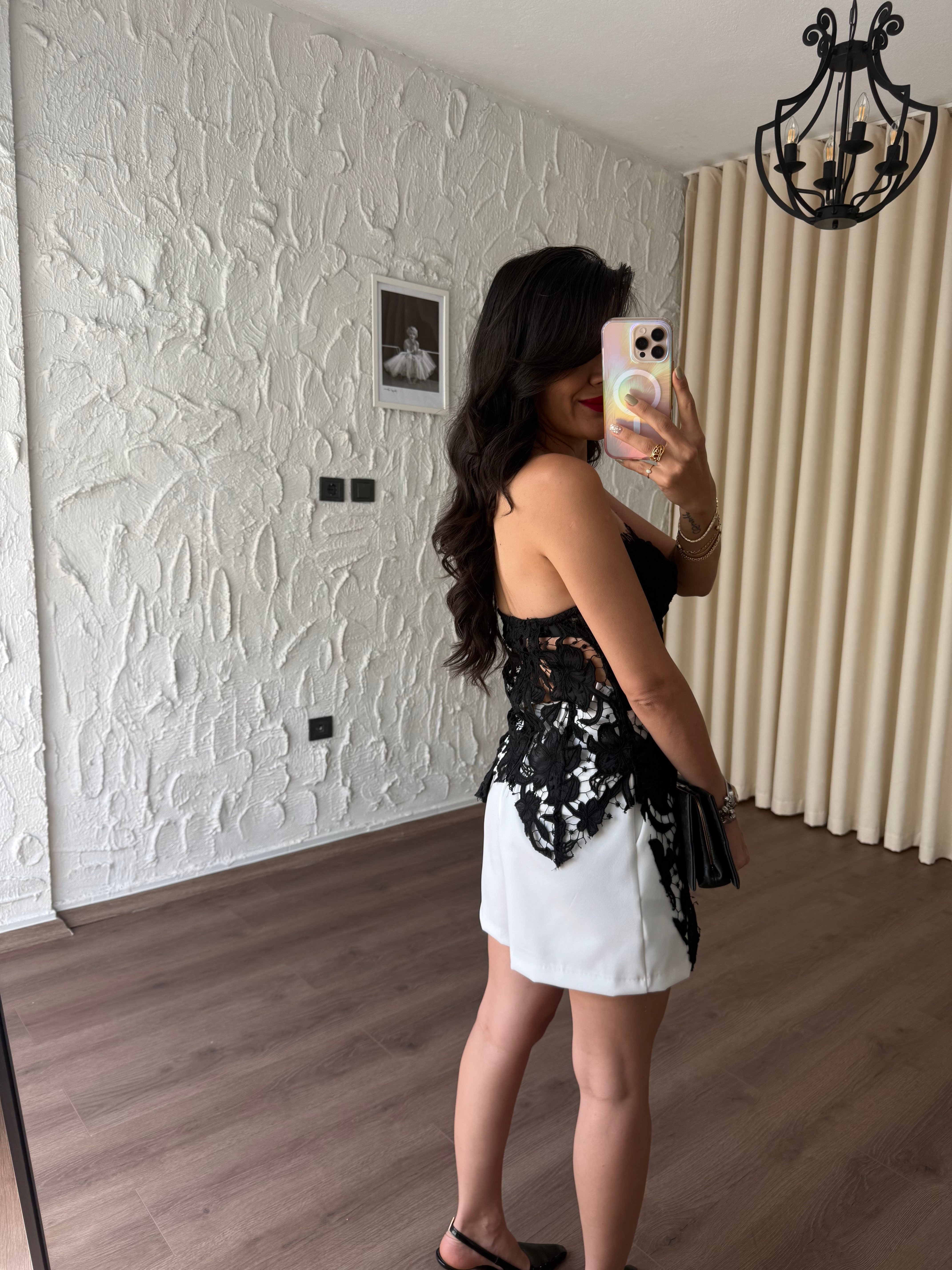 Siyah Güpür Korse