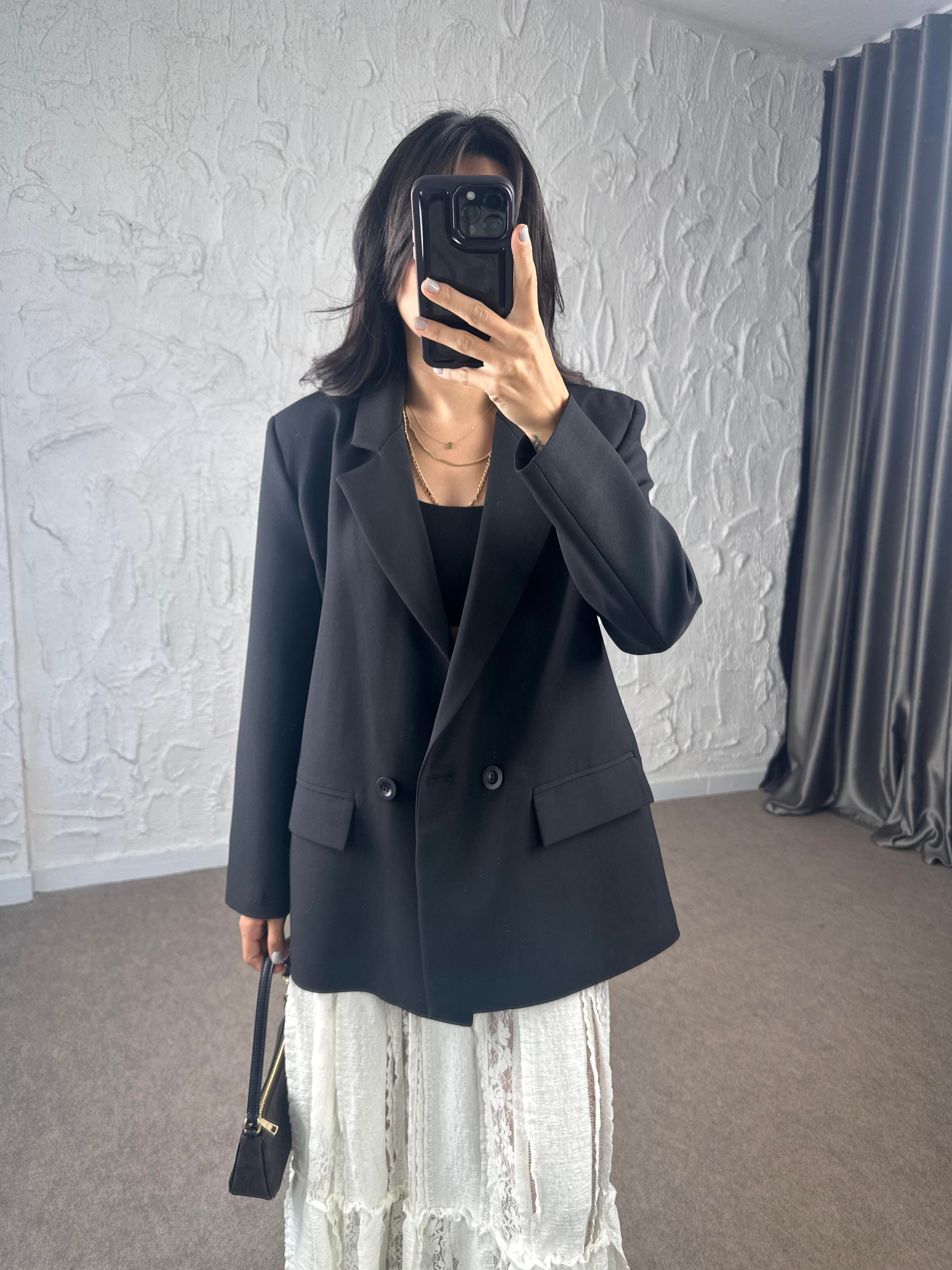 Siyah Oversize Blazer Ceket 