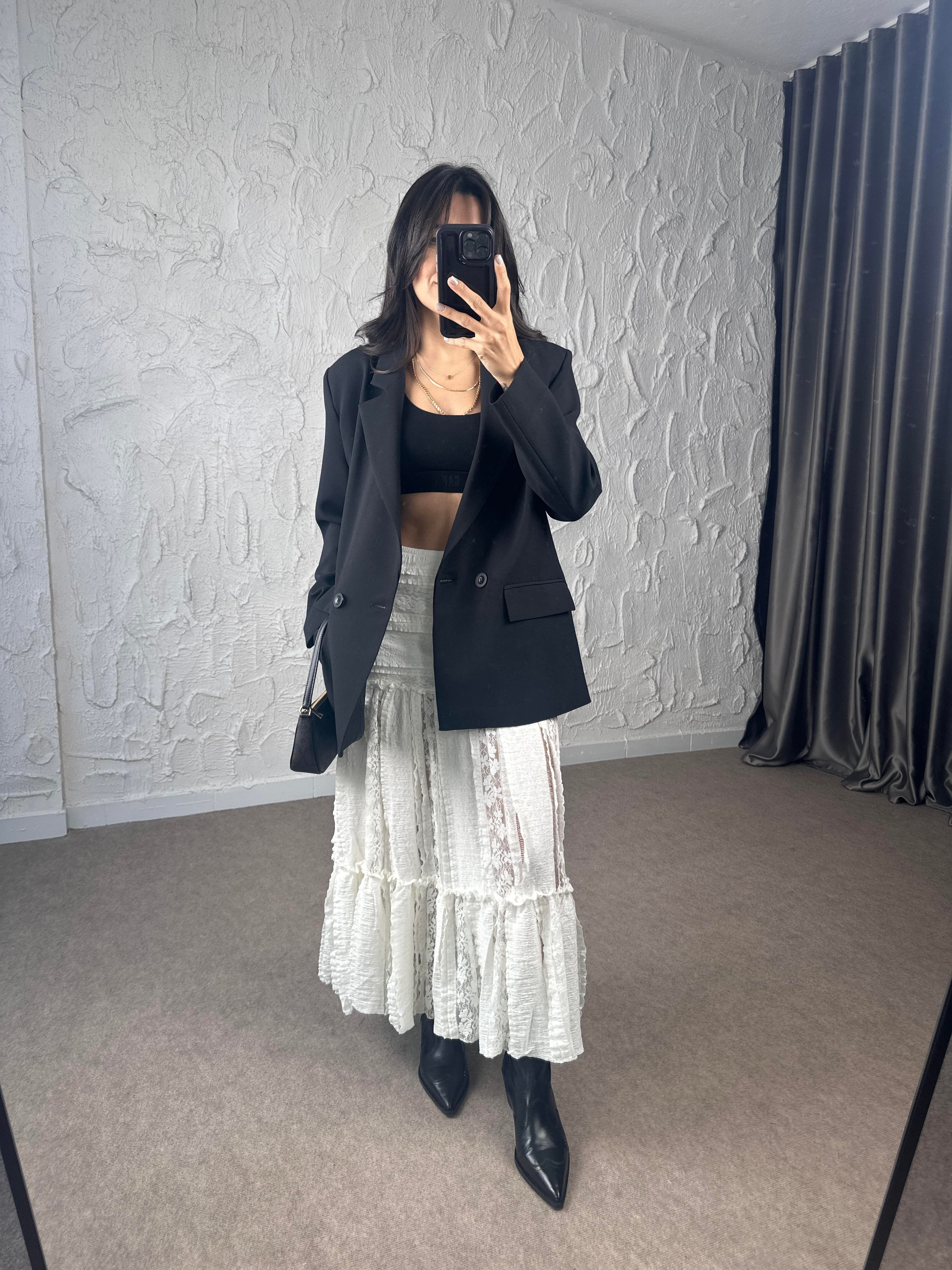Siyah Oversize Blazer Ceket 