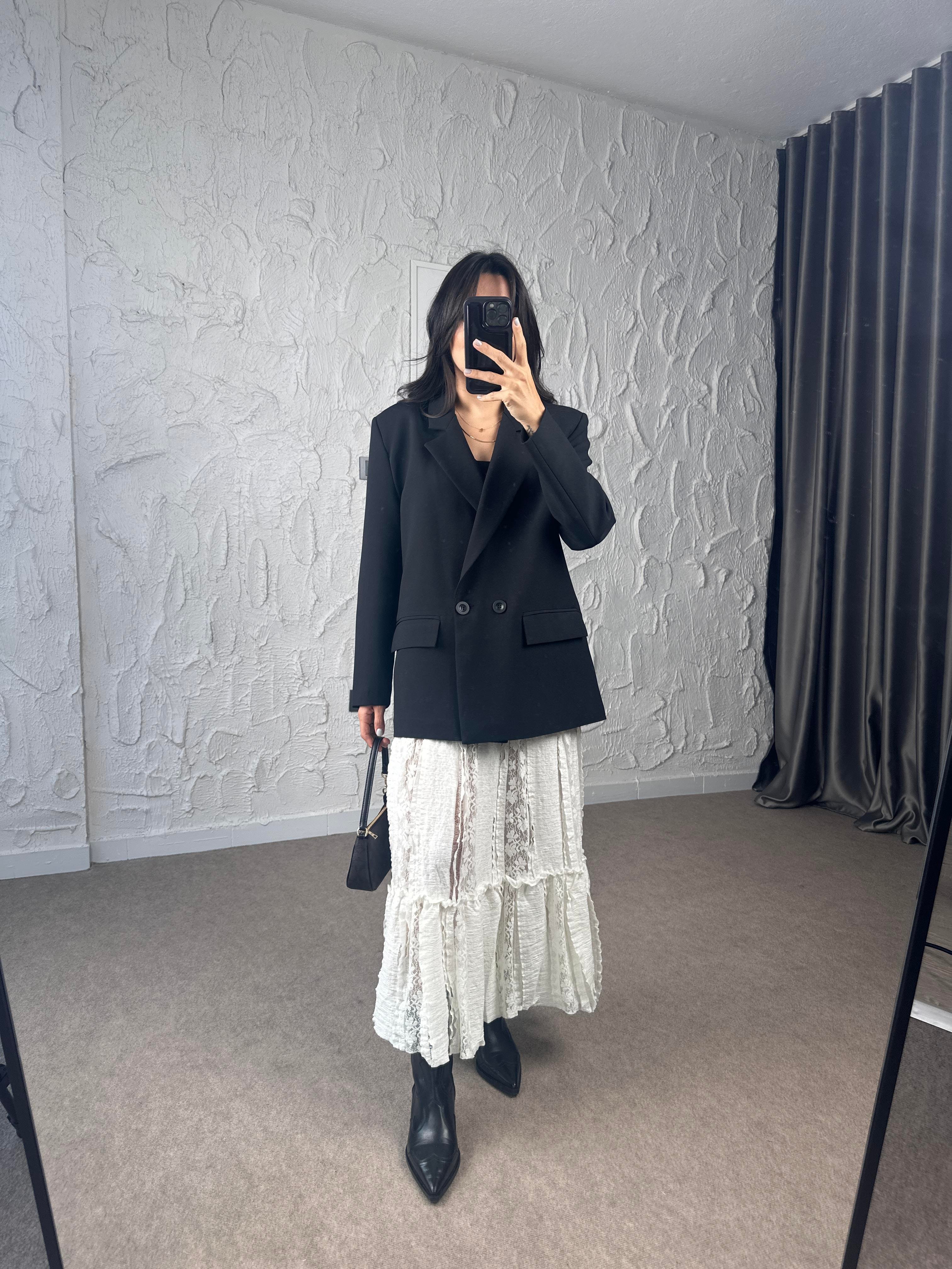 Siyah Oversize Blazer Ceket 