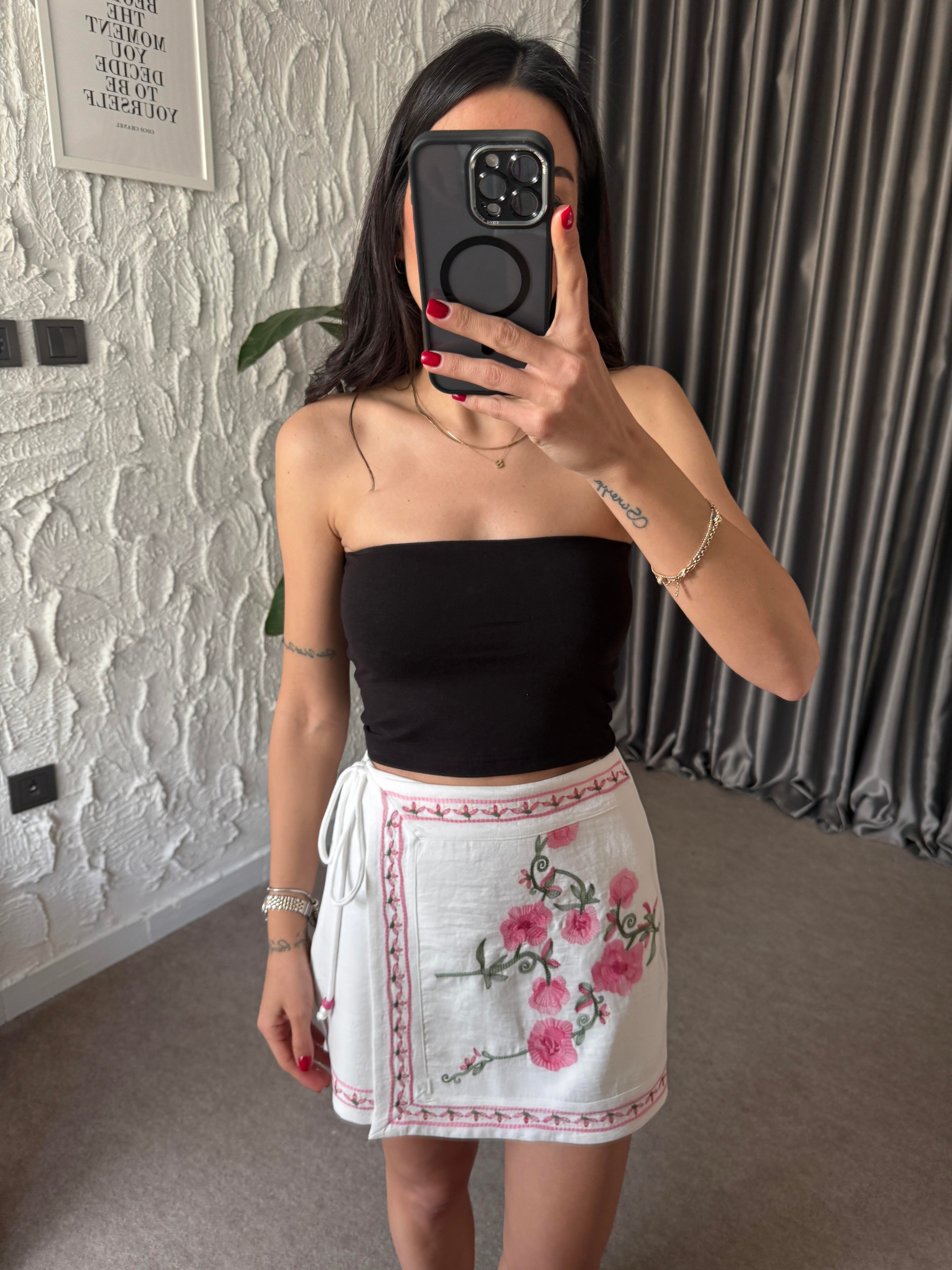 Siyah Straplez Basic Bluz