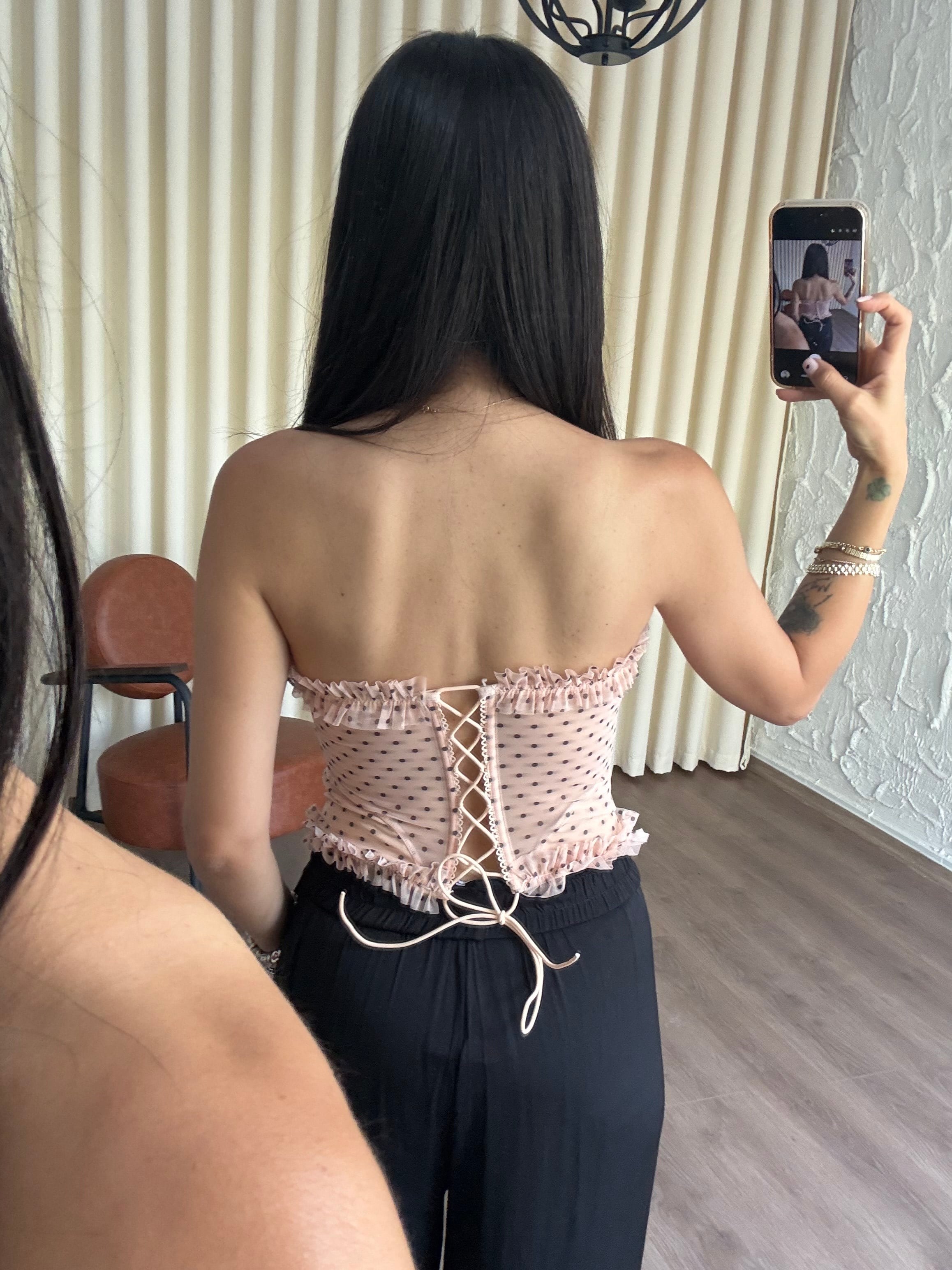 Somon Puantiyeli Transparan Korse