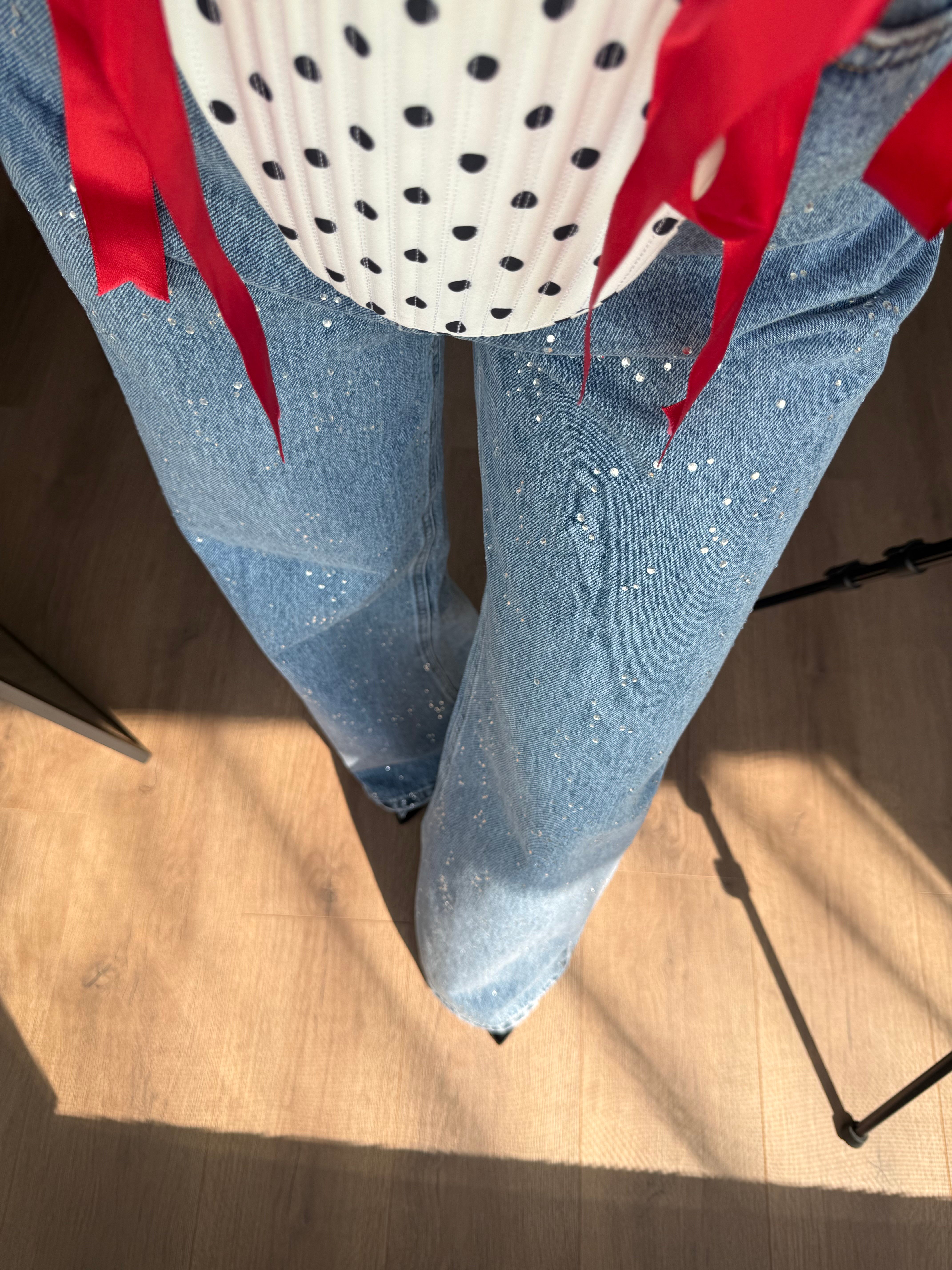 Taşlı Wide Leg Premium Jean