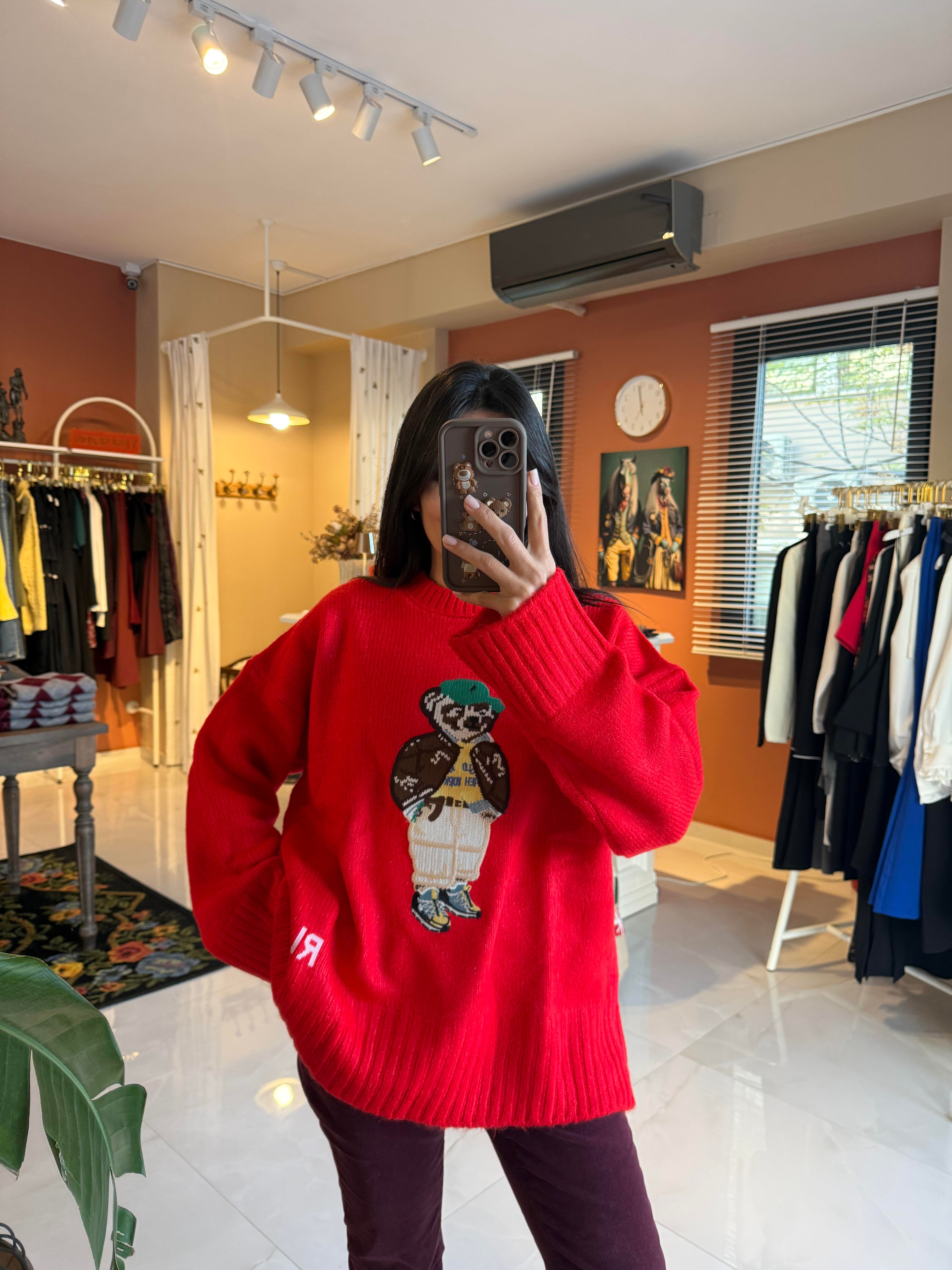 Teddy Bear Kırmızı Kazak