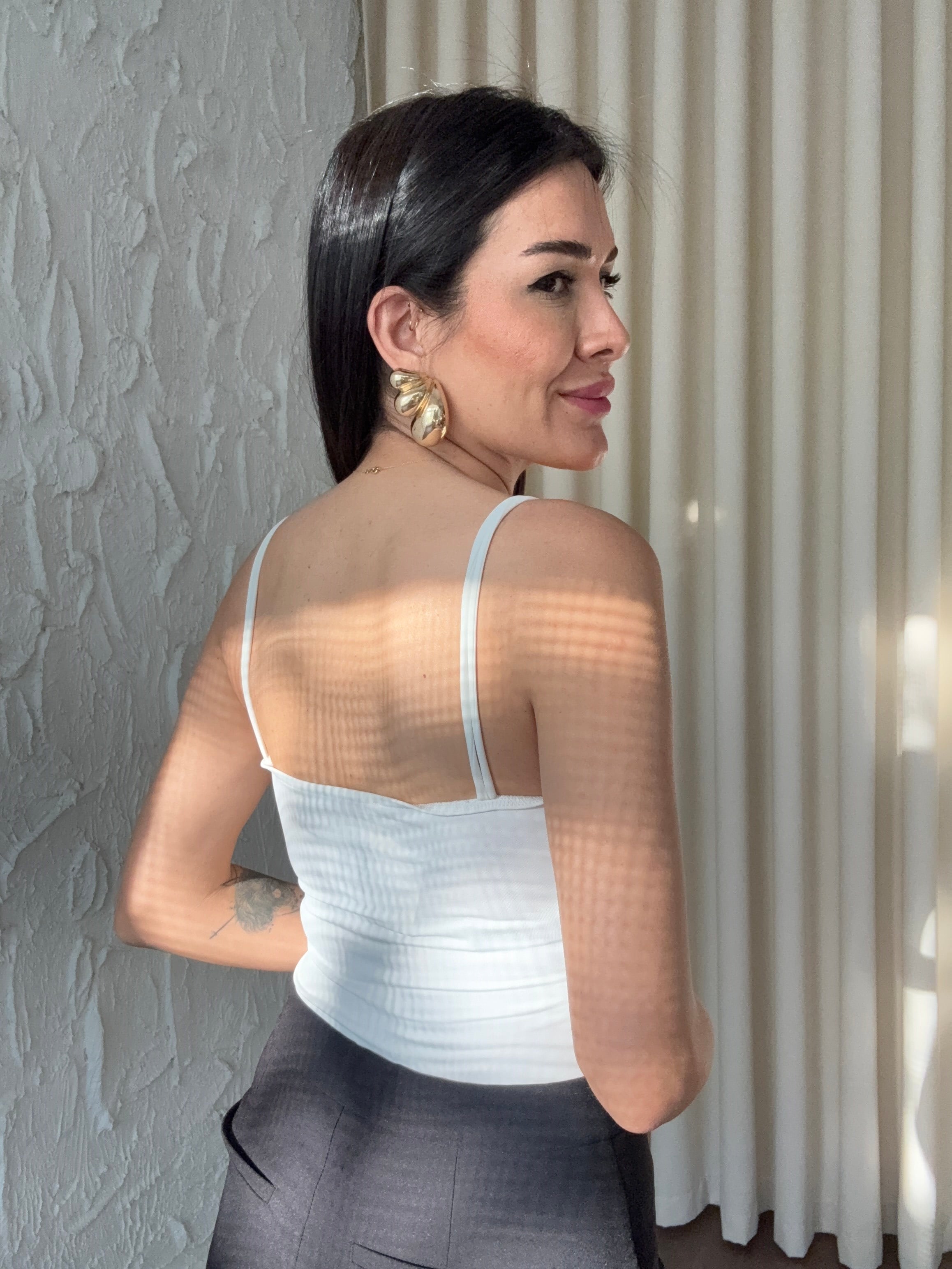 Toka Detaylı Ekru Bodysuit