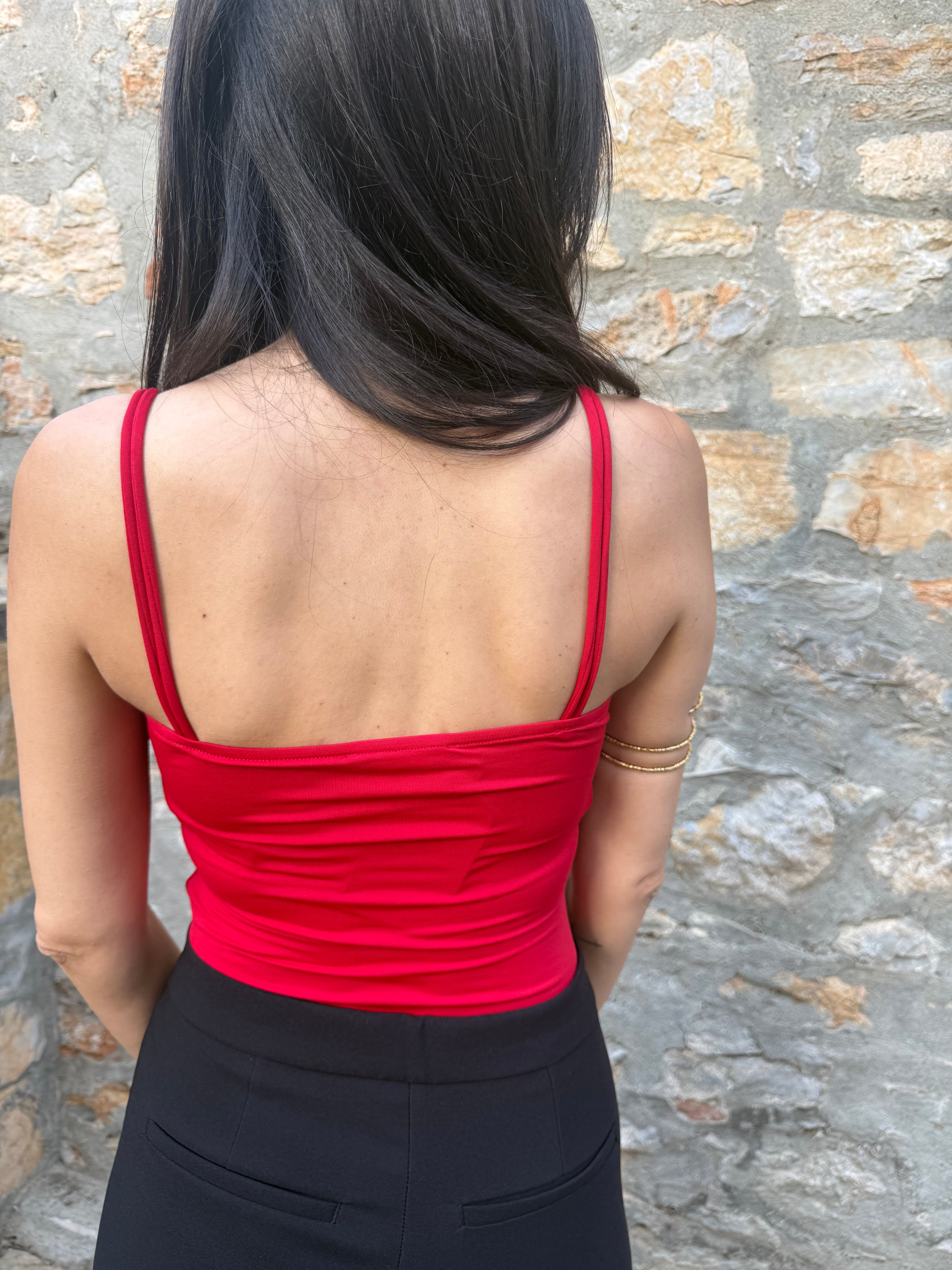 Toka Detaylı Kırmızı Bodysuit
