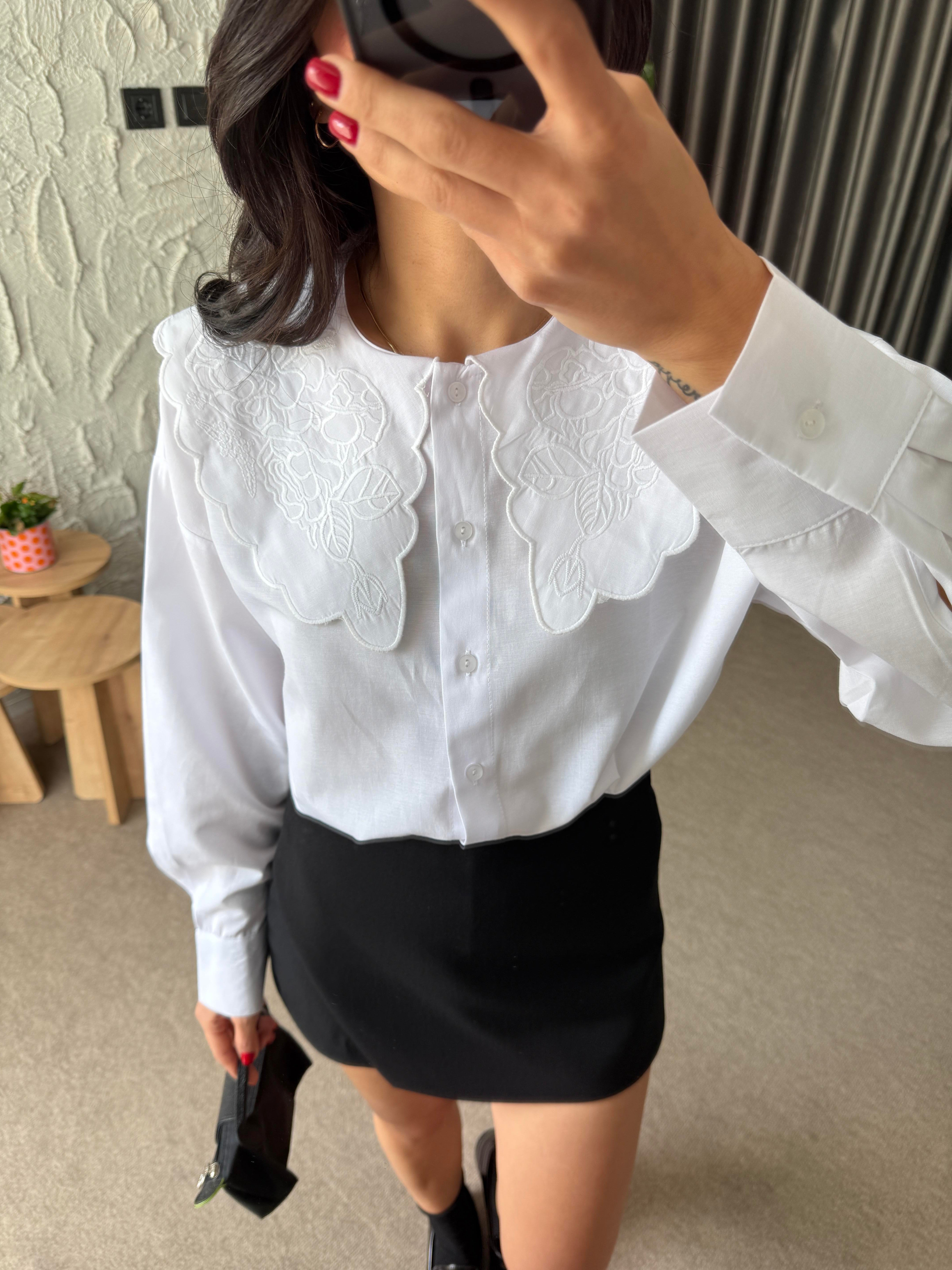 Twist Bebe Yaka Gömlek - Beyaz