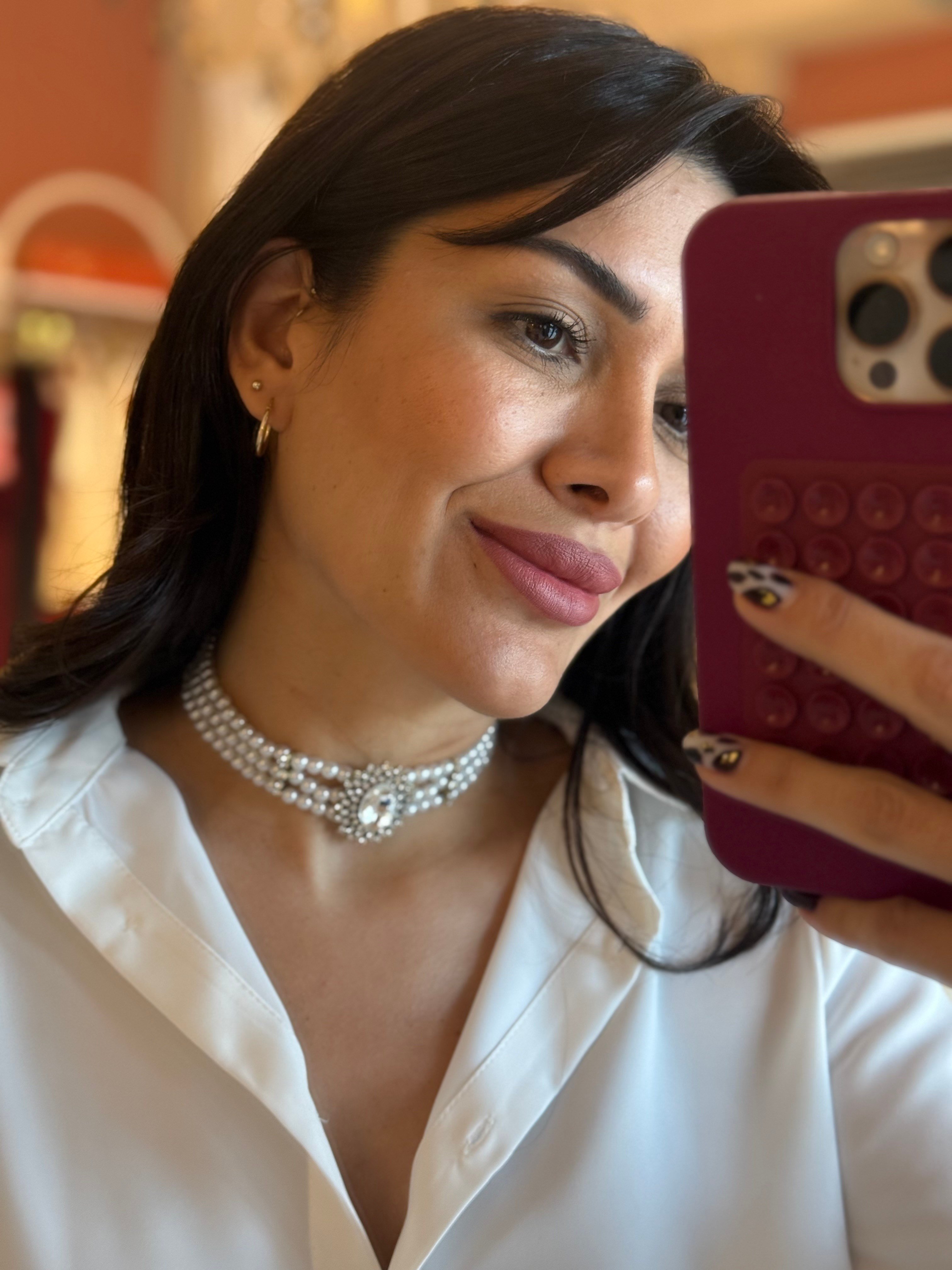Üç Sıra Taşlı İnci Choker