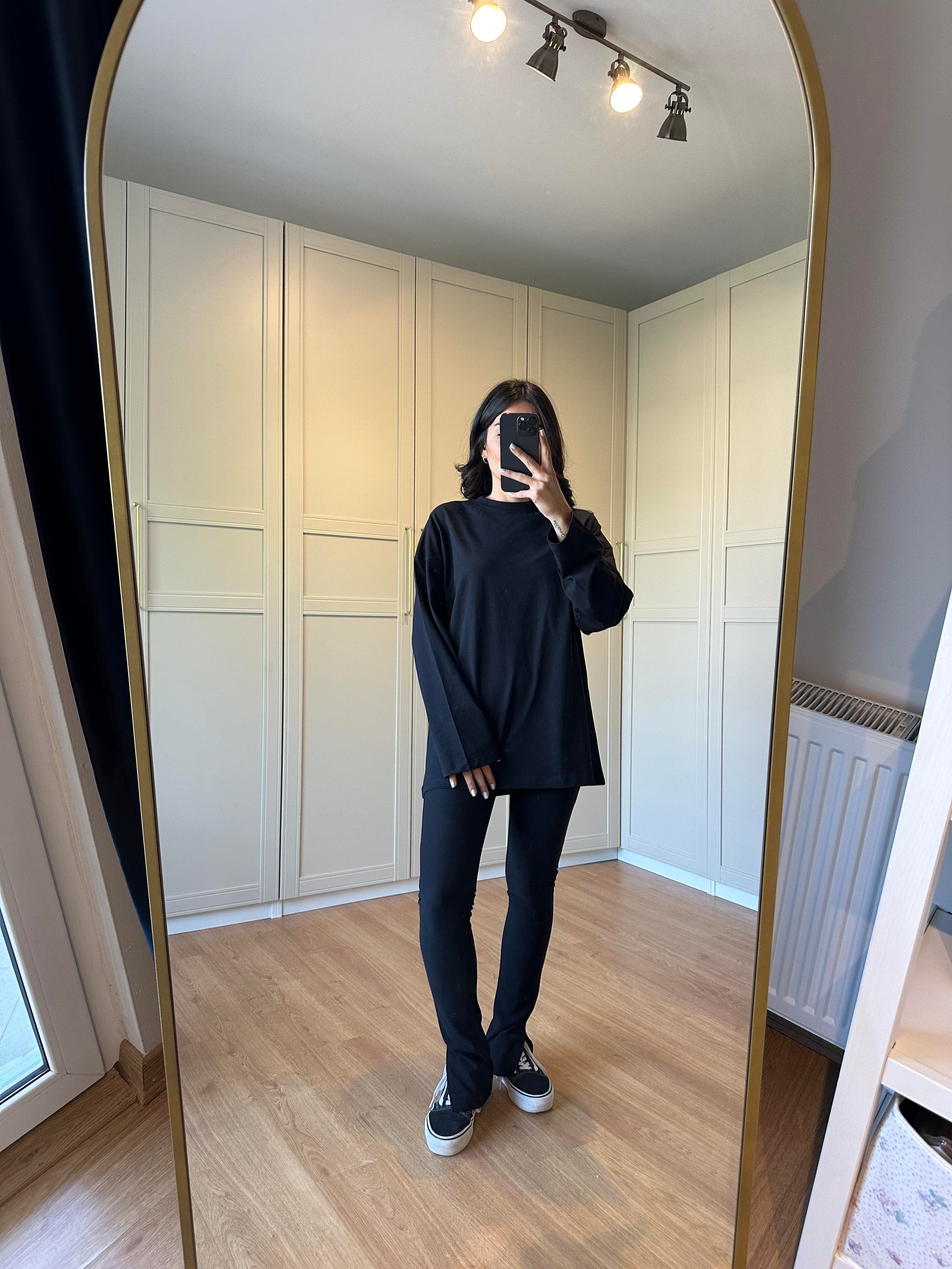 Uzun Kollu Siyah Basic Tshirt