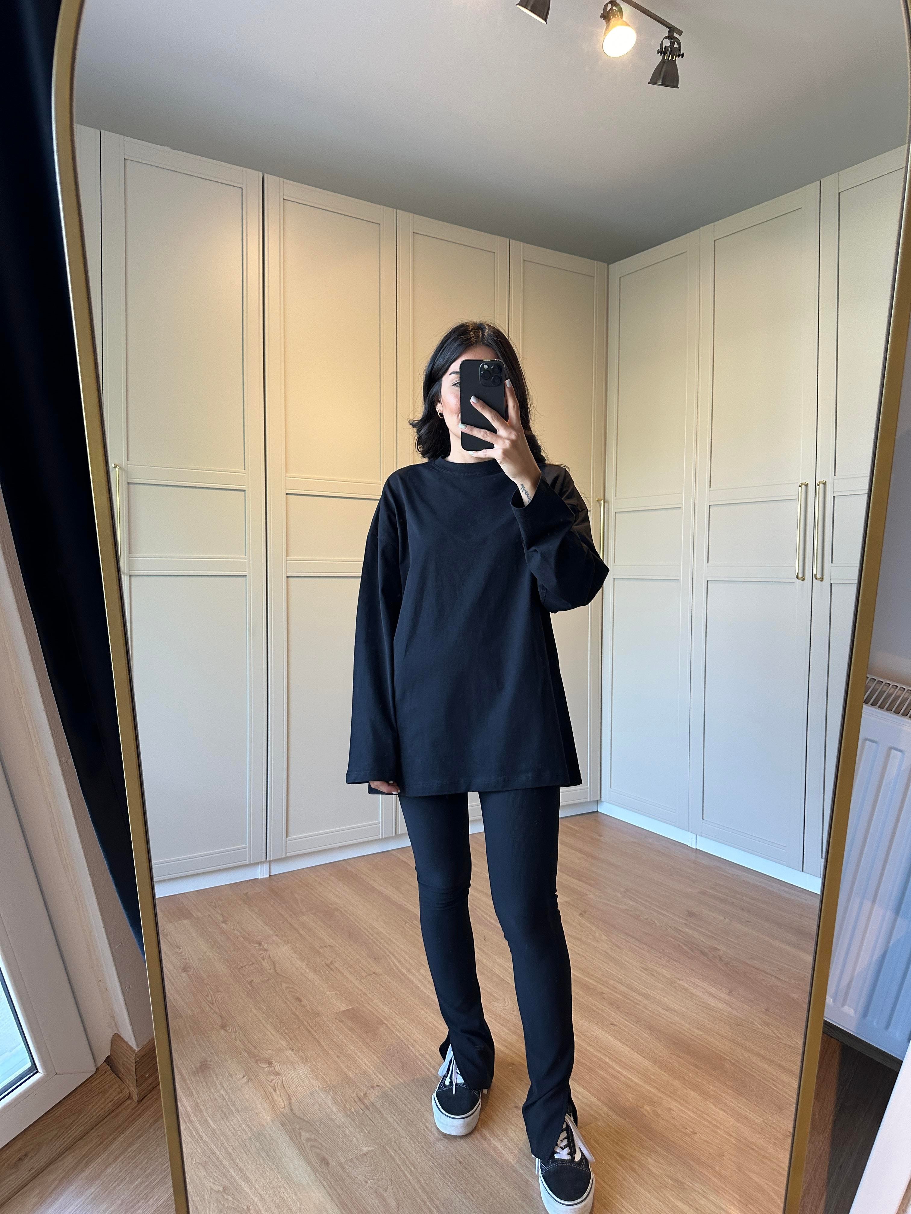 Uzun Kollu Siyah Basic Tshirt