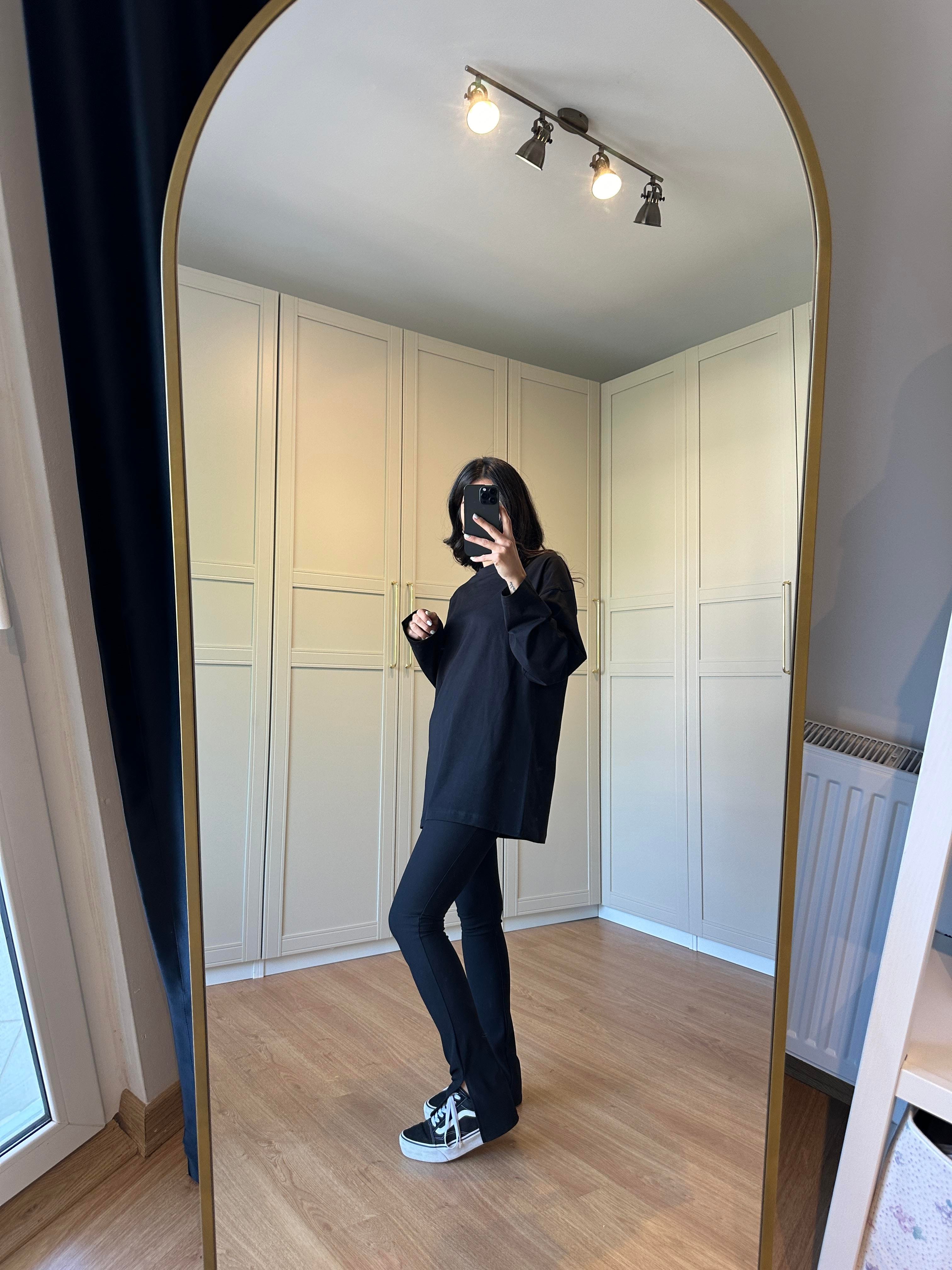 Uzun Kollu Siyah Basic Tshirt