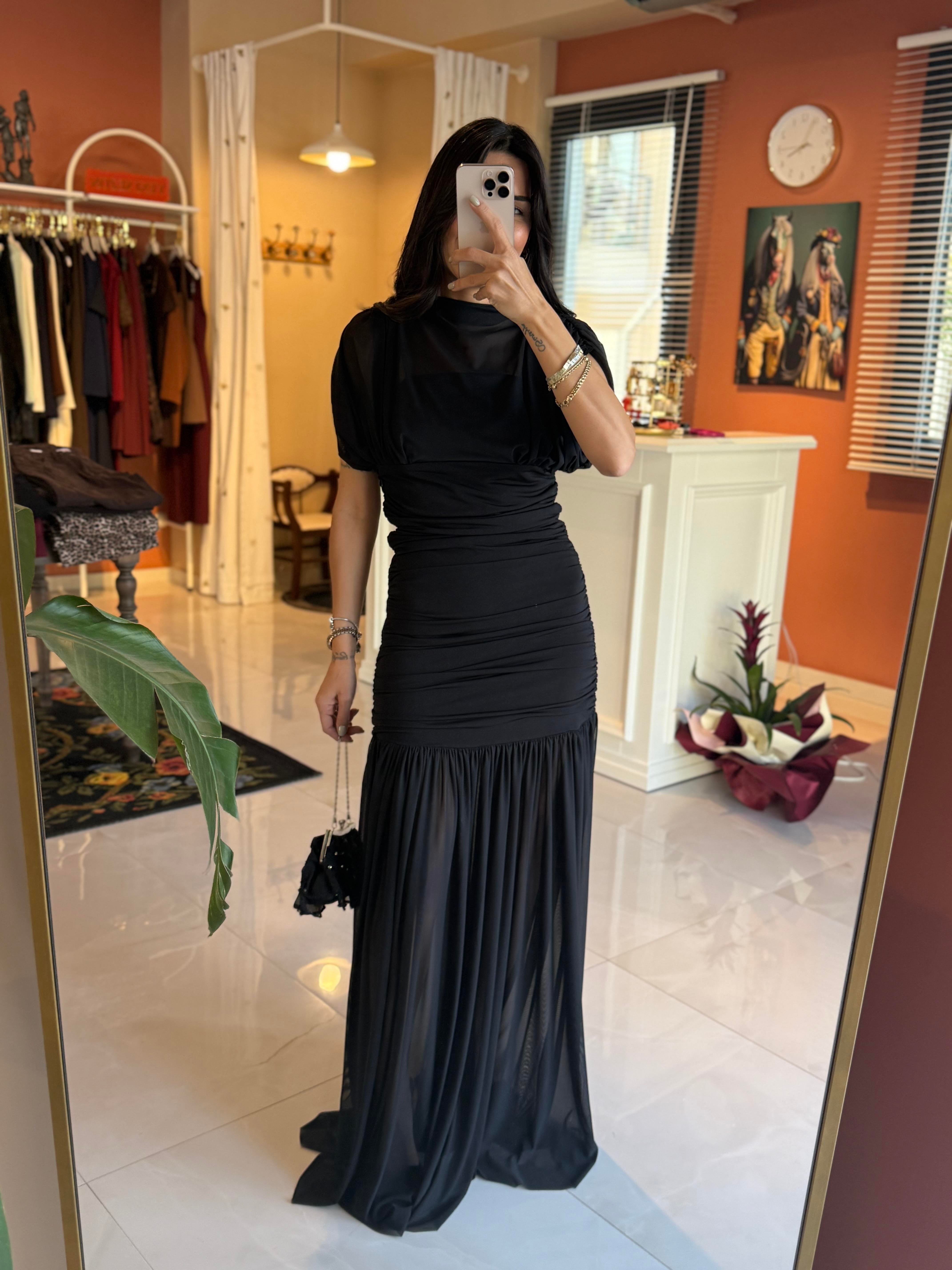 Vespera Siyah Tül Elbise