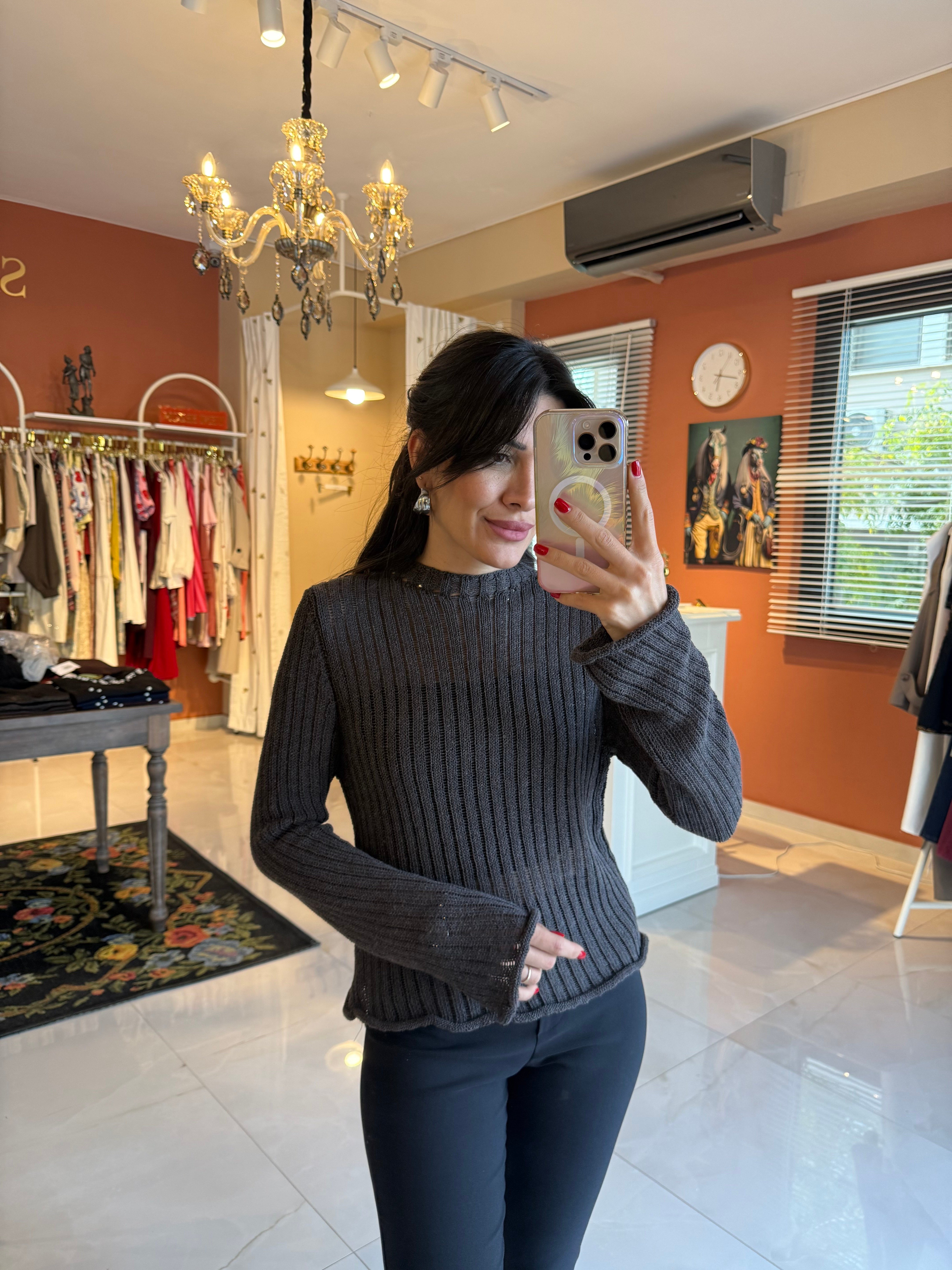 Yakalı Kahve Merserize Triko