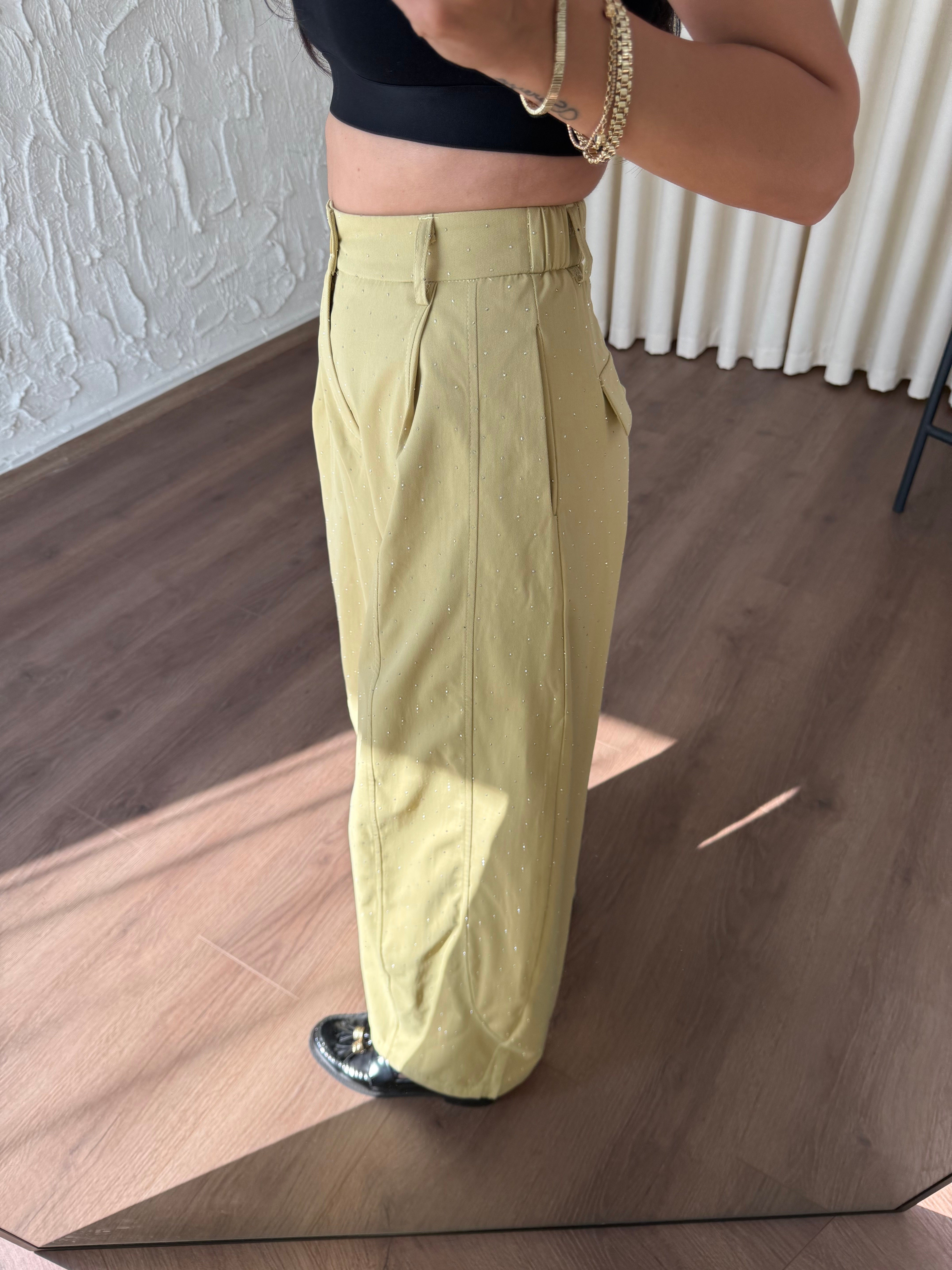 Yeşil Taşlı Balon Pantolon