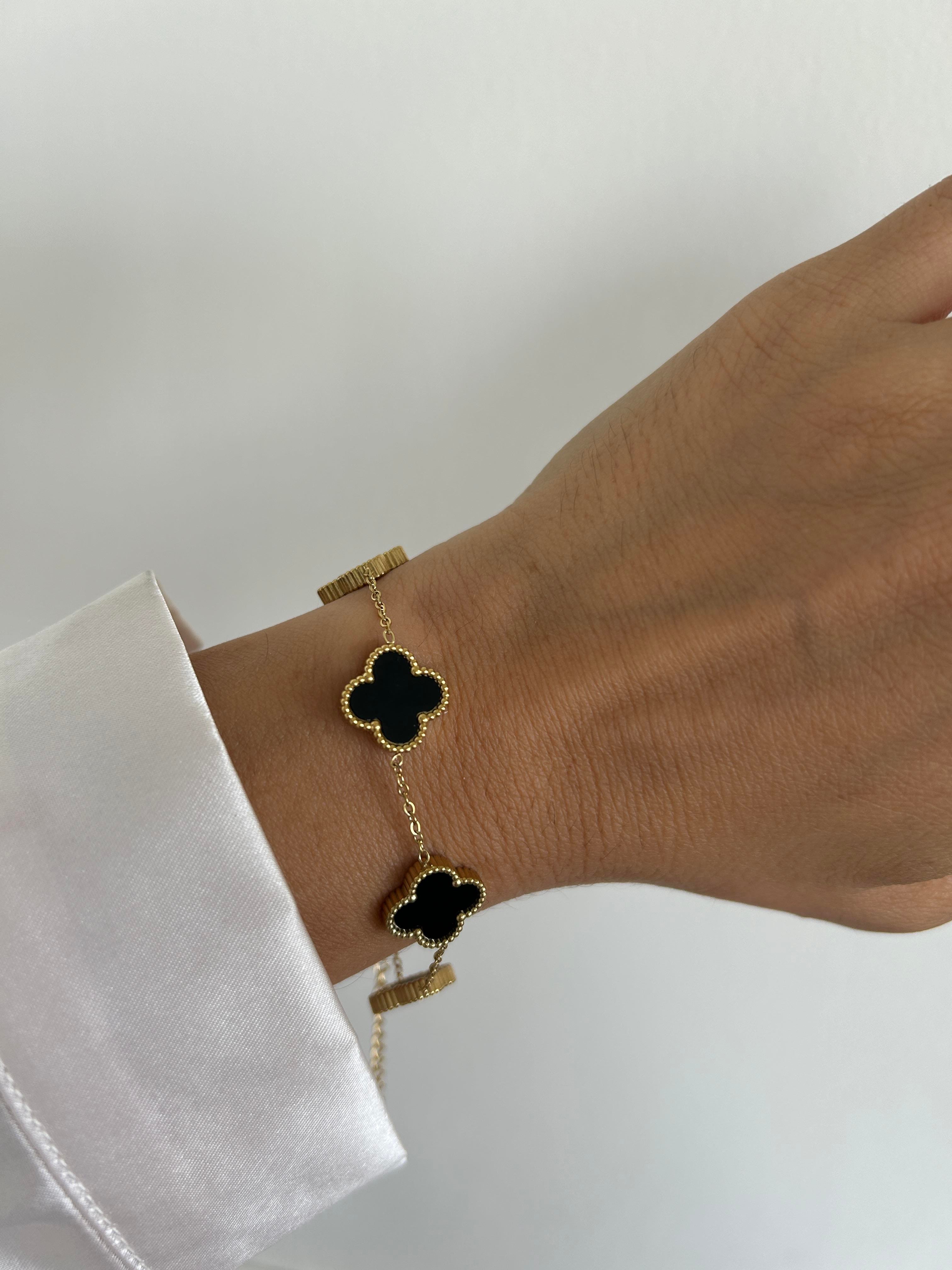 Beşli Siyah Yonca Bileklik