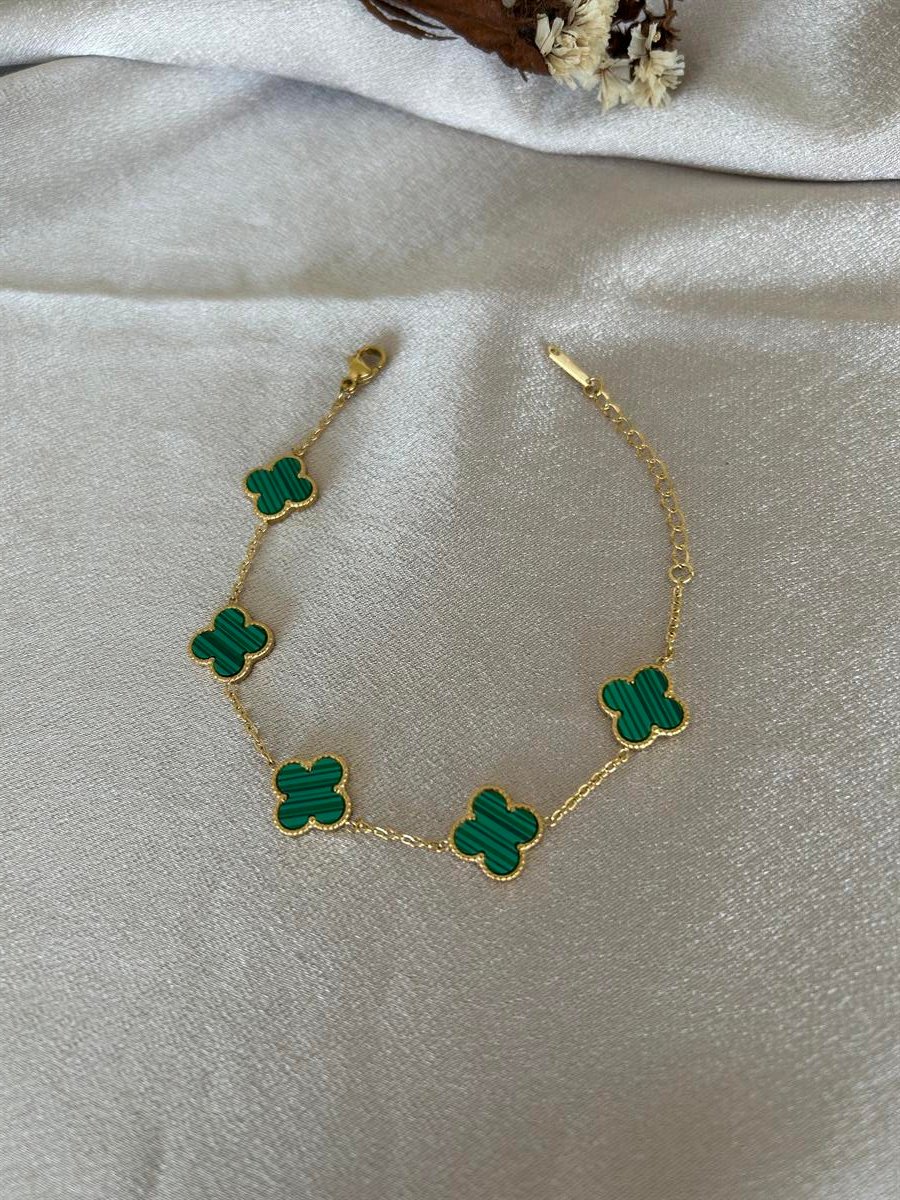 Beşli Yeşil Yonca Bileklik
