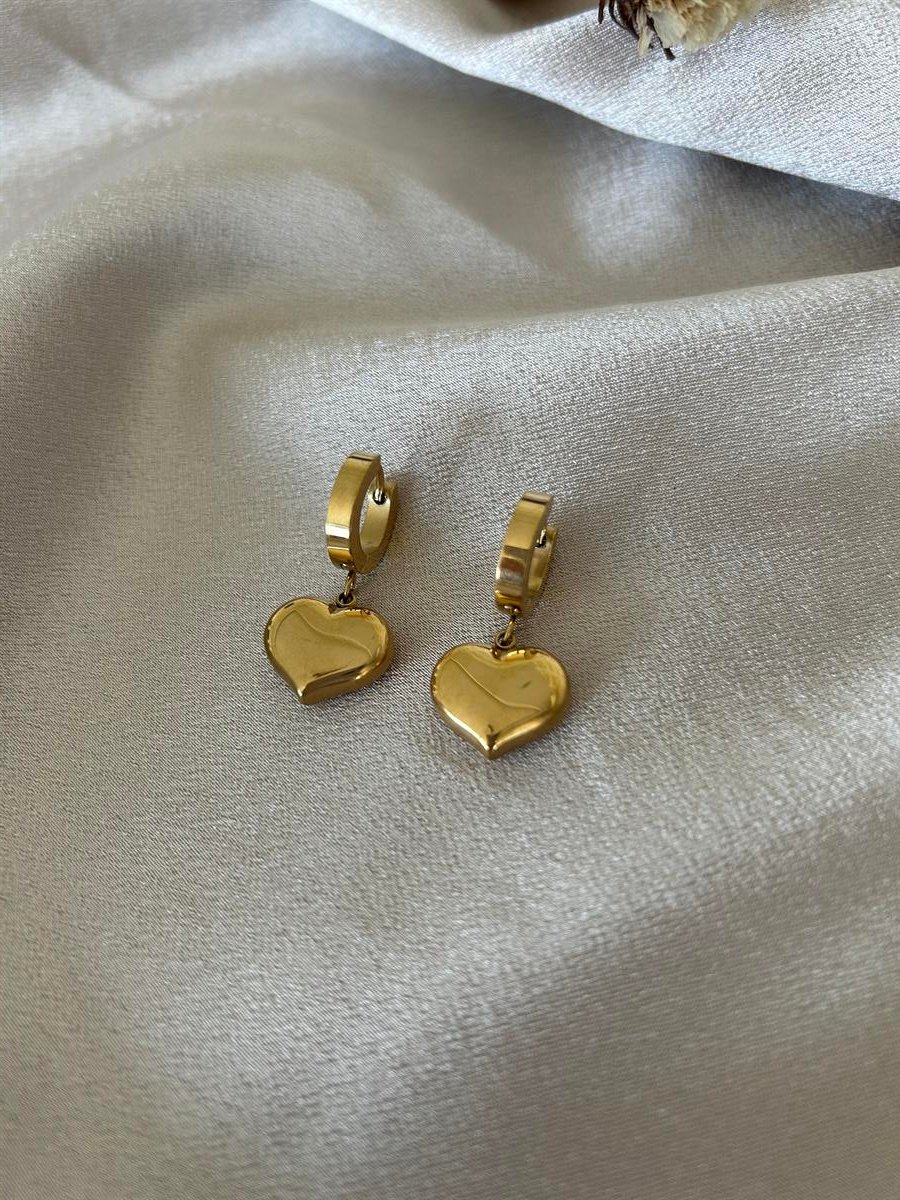 Bombeli kalp model küpe 