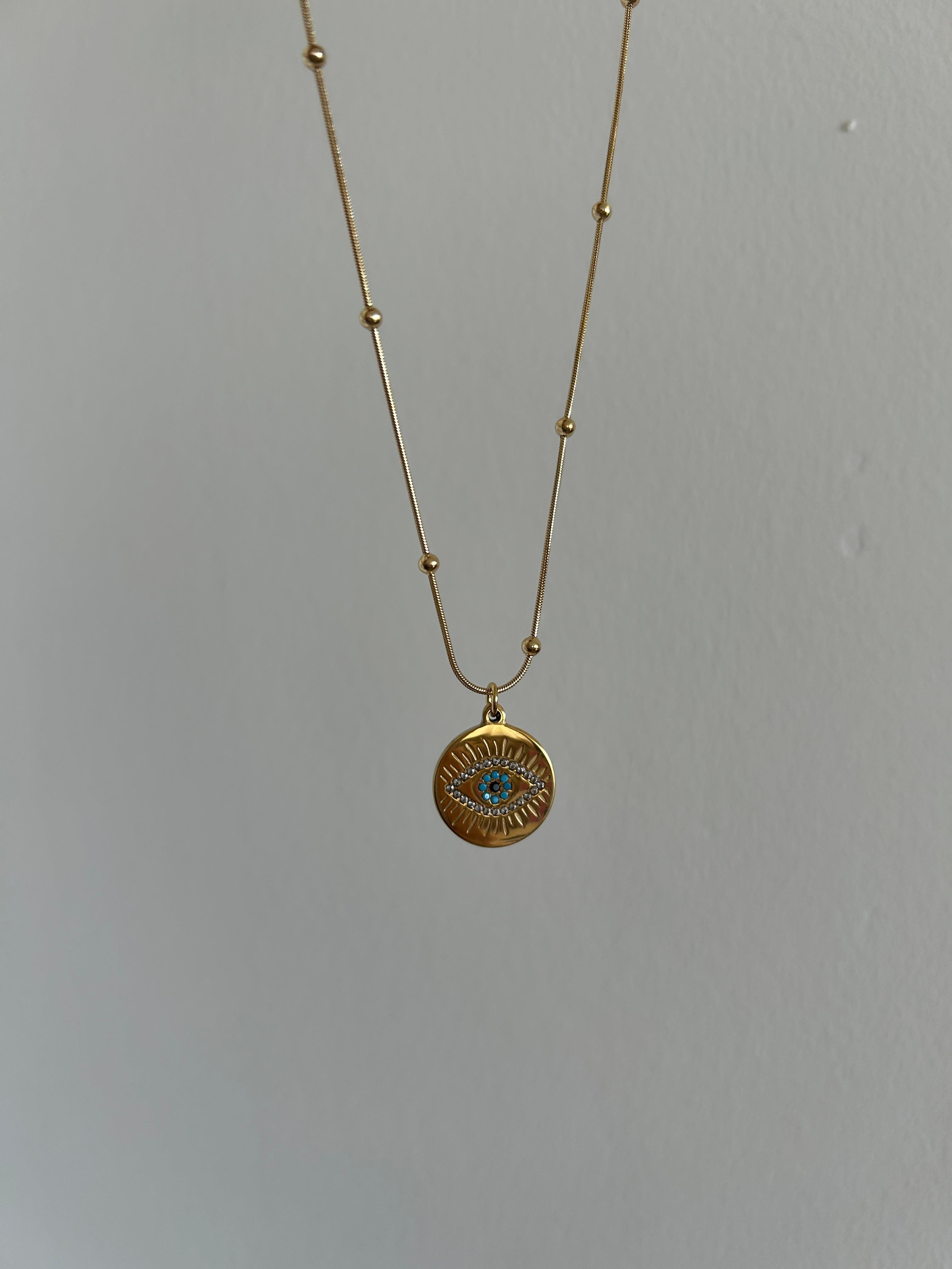 Göz model Topçuklu kolye 