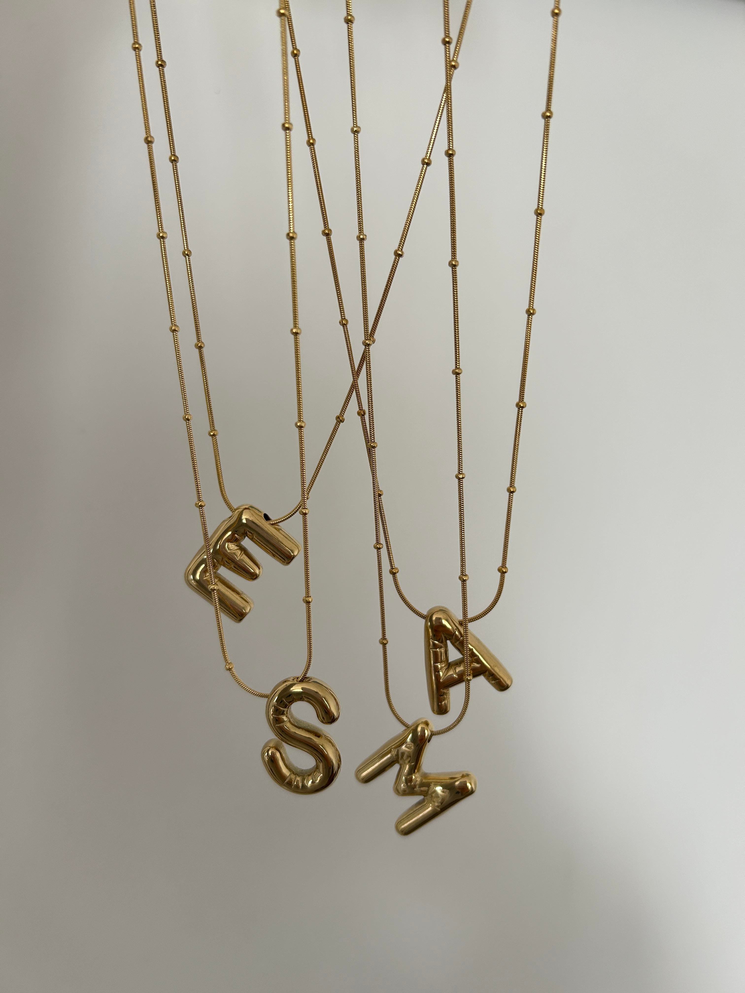 Harf kolye bombeli model gold