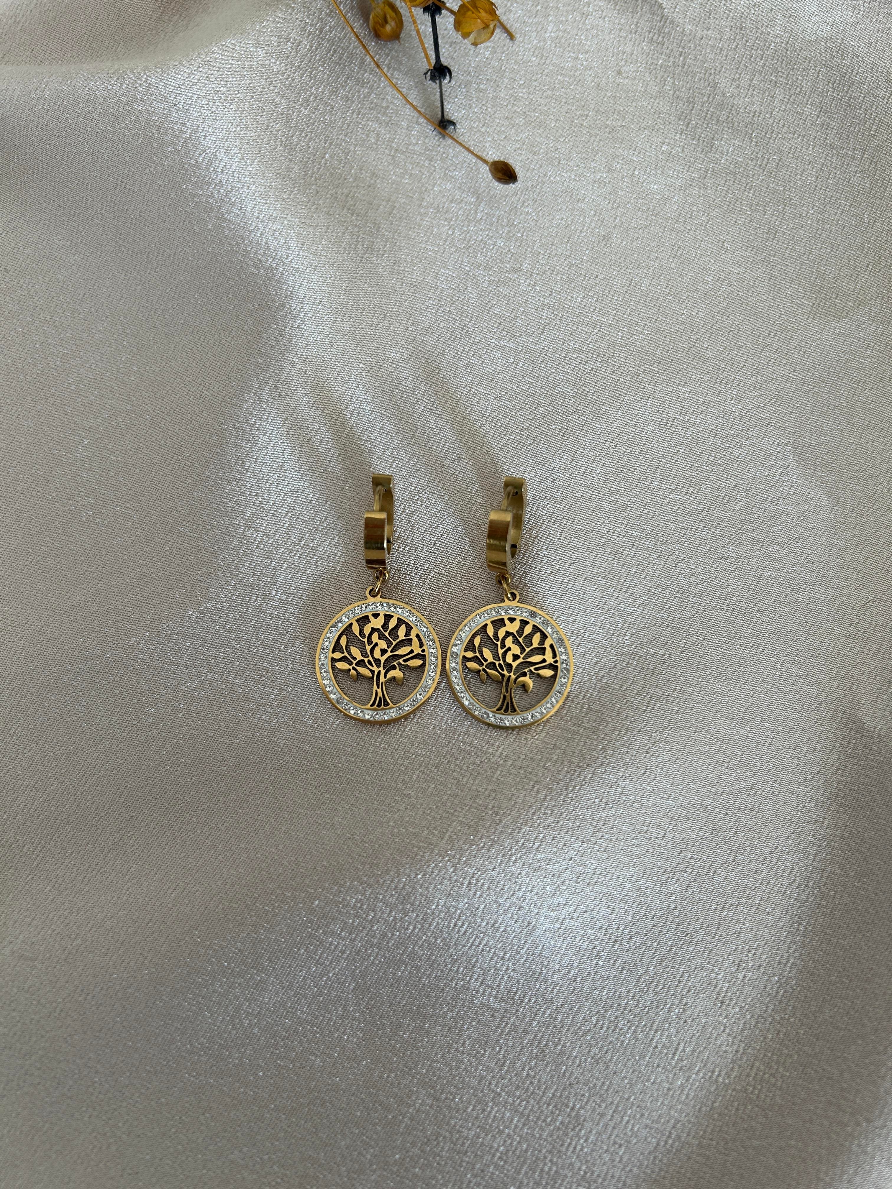 Hayat ağacı model küpe 