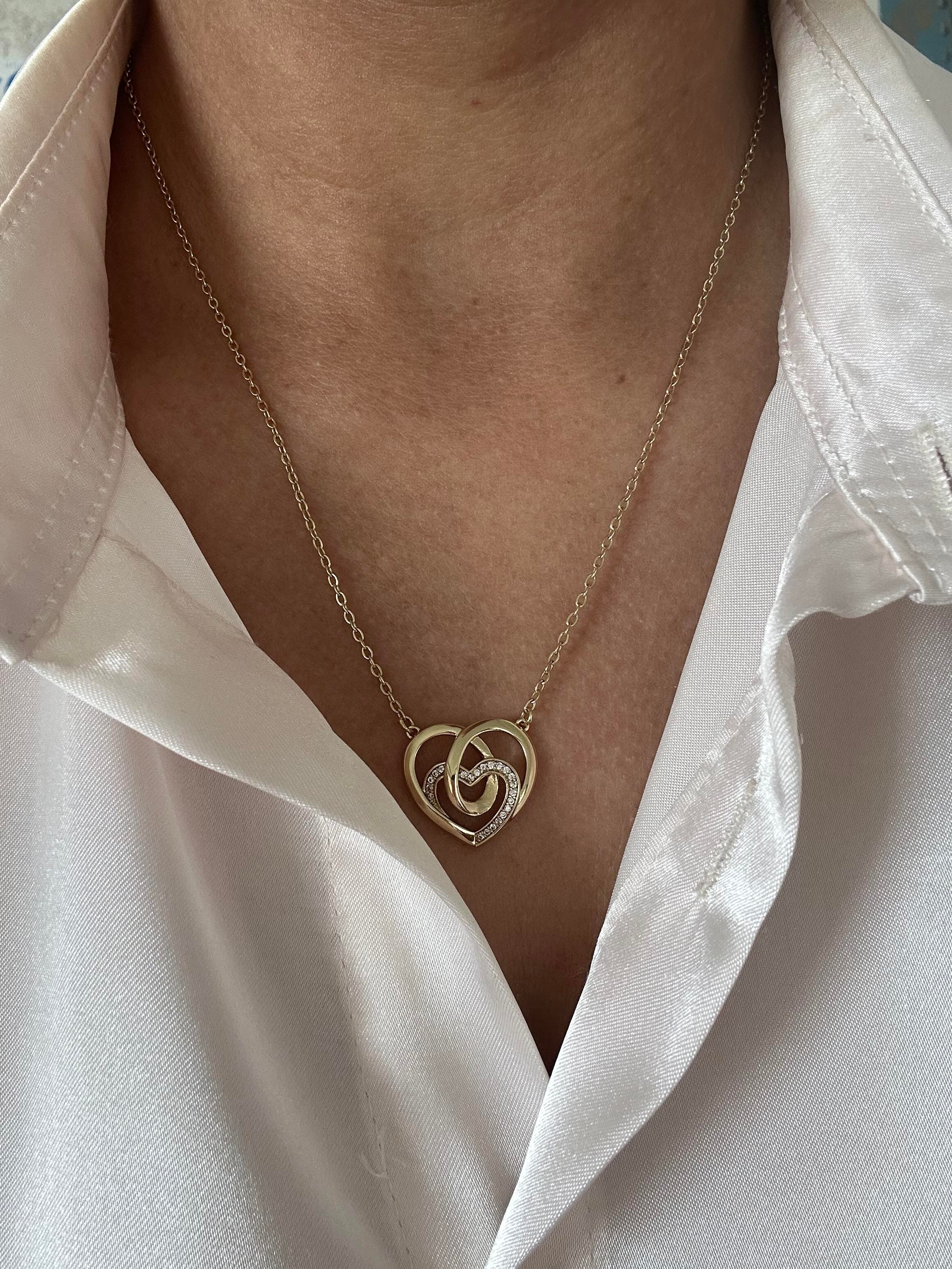 İç içe kalpli 14K model kolye 