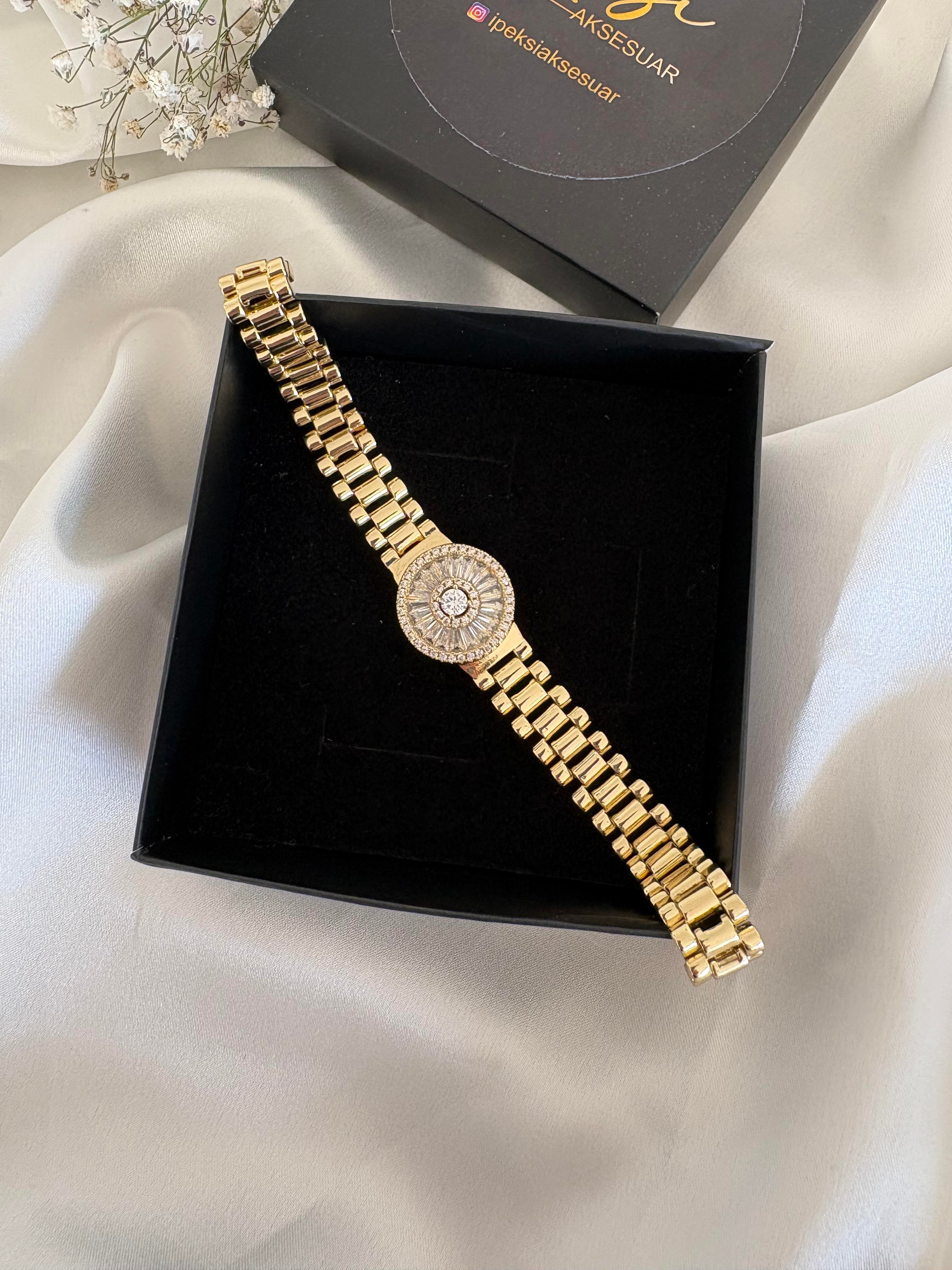 Saat model taşlı Rolex özel seri künye 