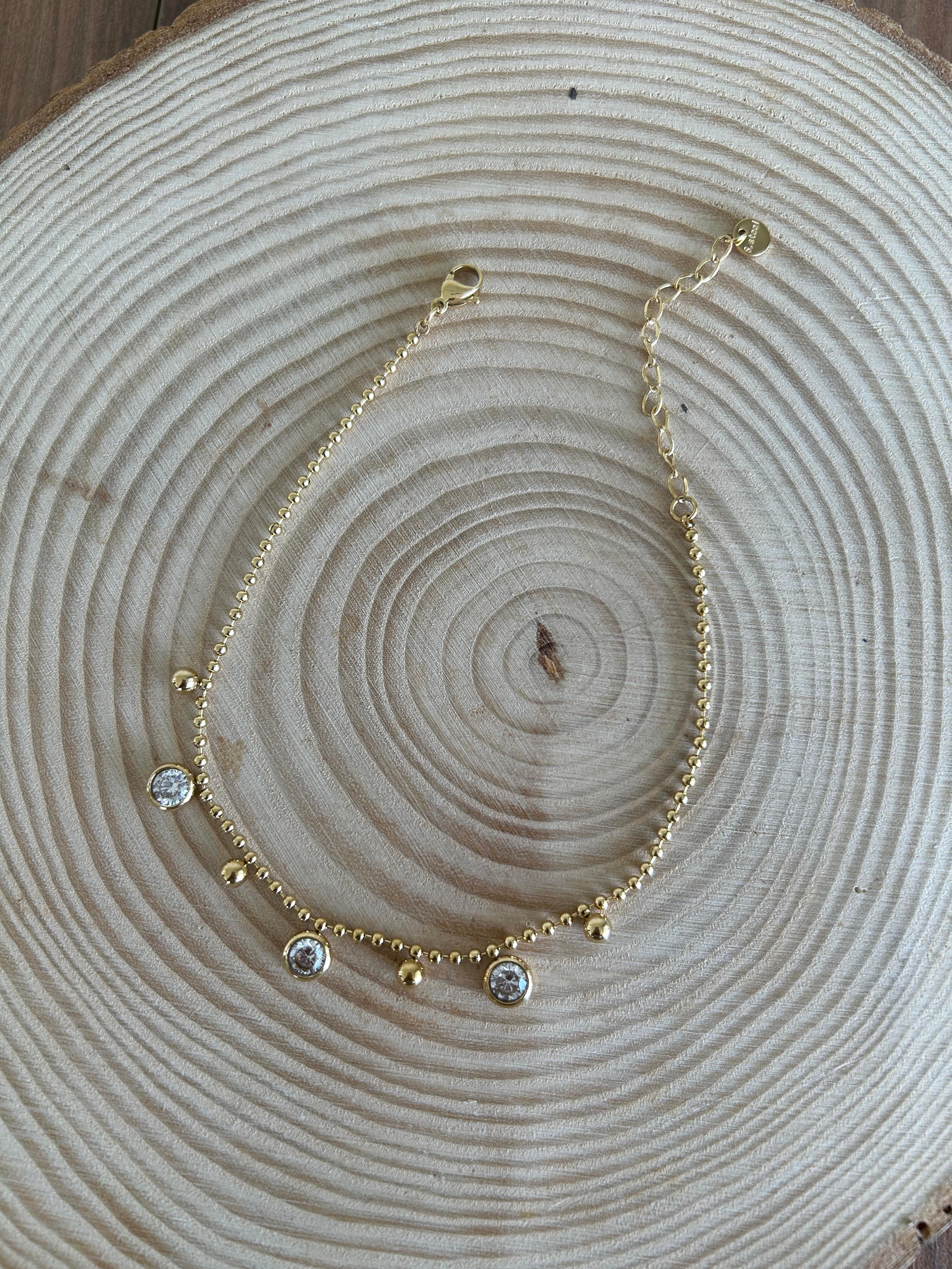 Taşlı model çelik halhal 