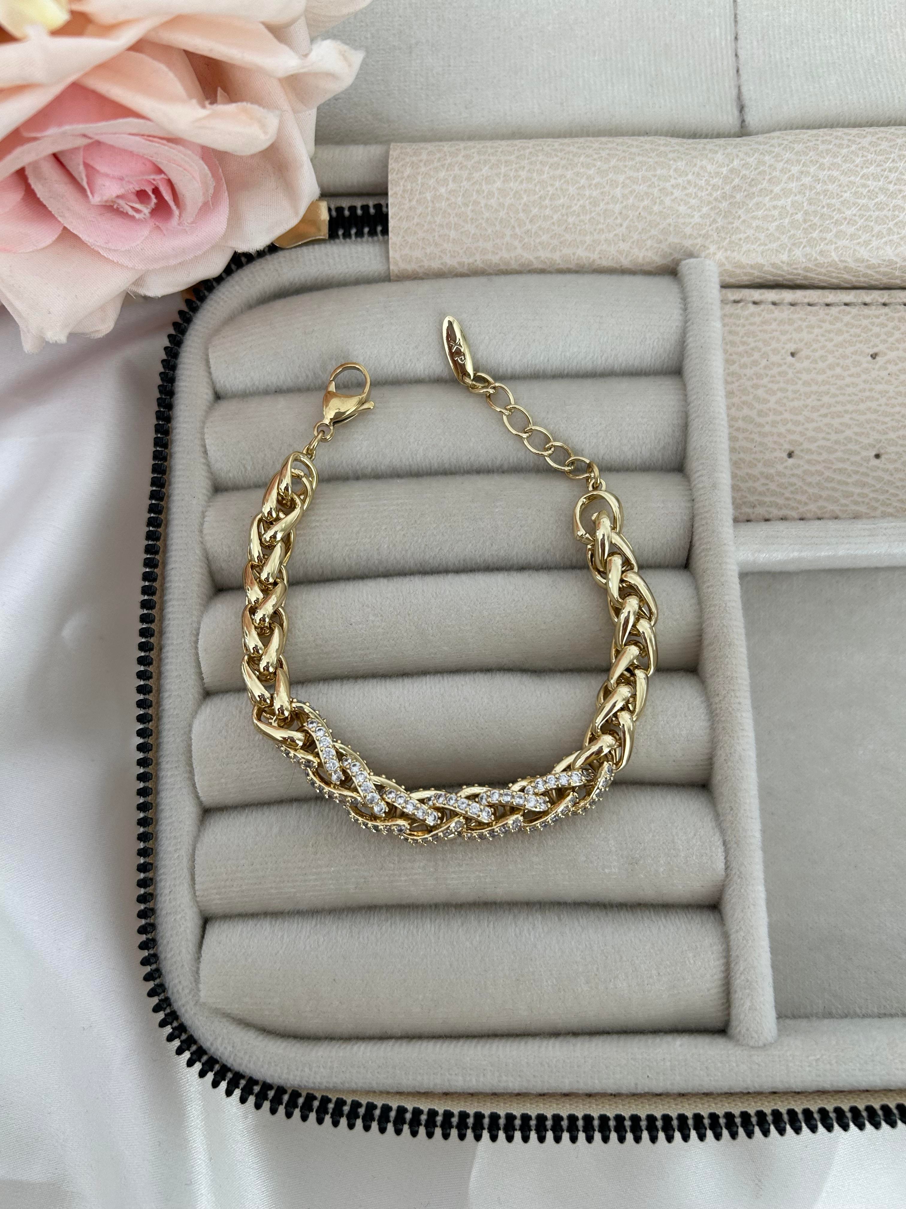 Taşlı örgü model 14K künye modeli