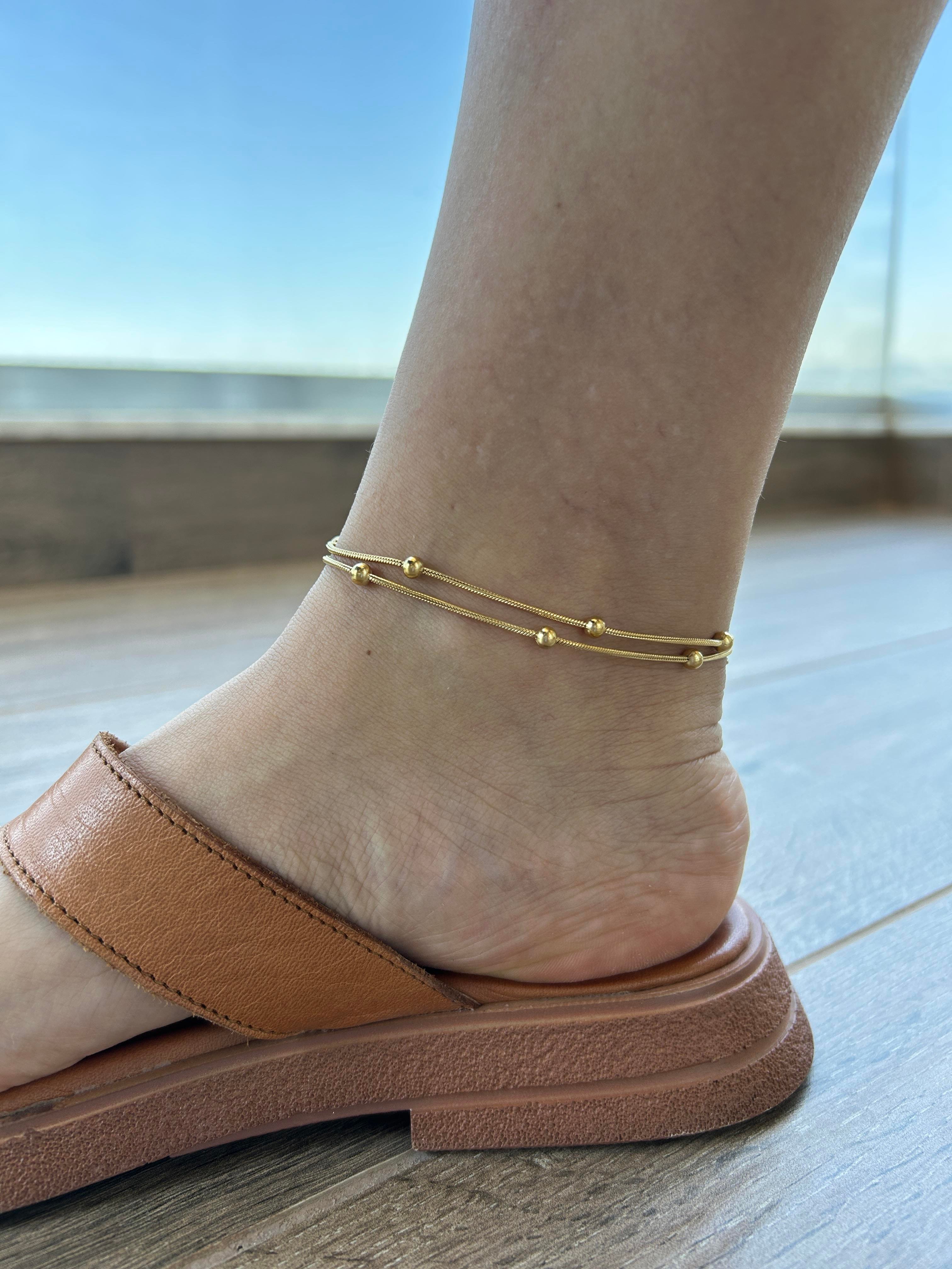 Topçuklu model çelik halhal 