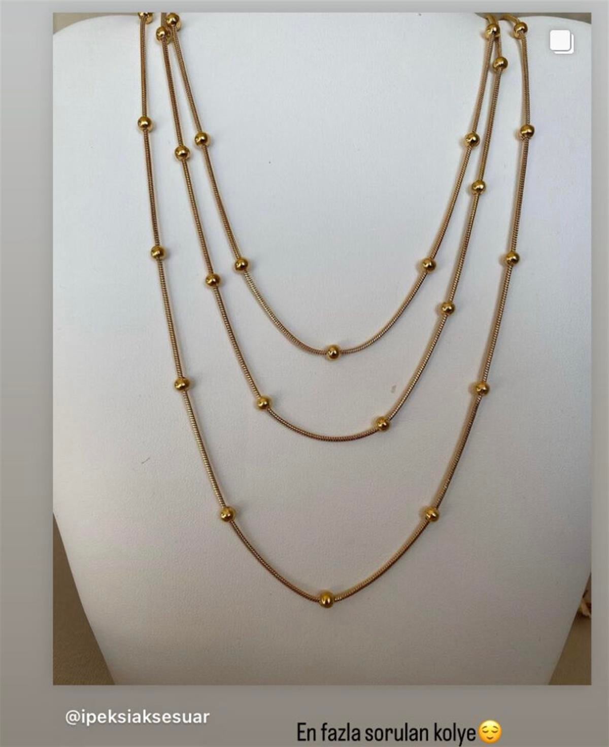 Üçlü Topçuklu Kolye